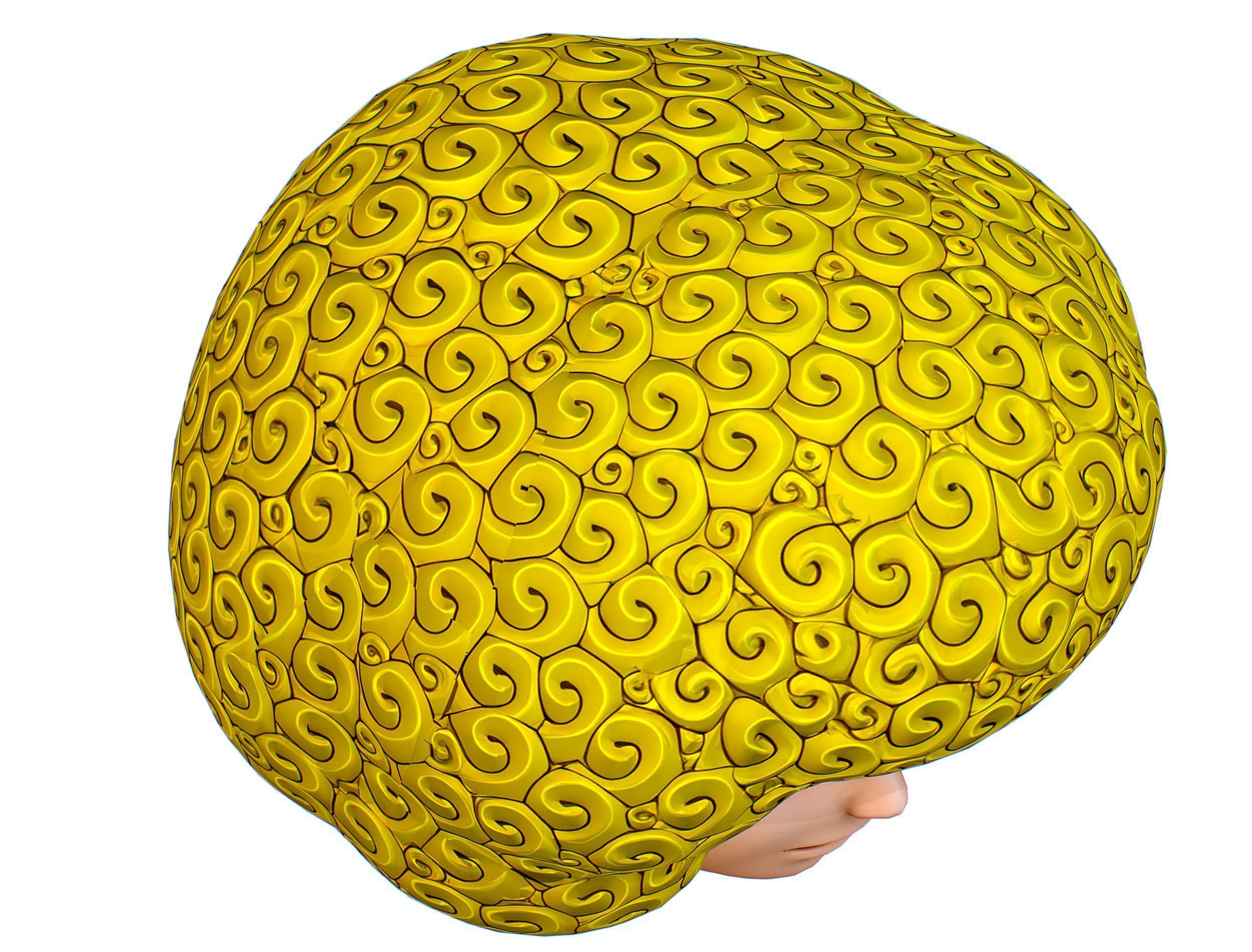 Gold Yellow Afro Hair Cartoon Young Head Hair Low-poly 3D model_12