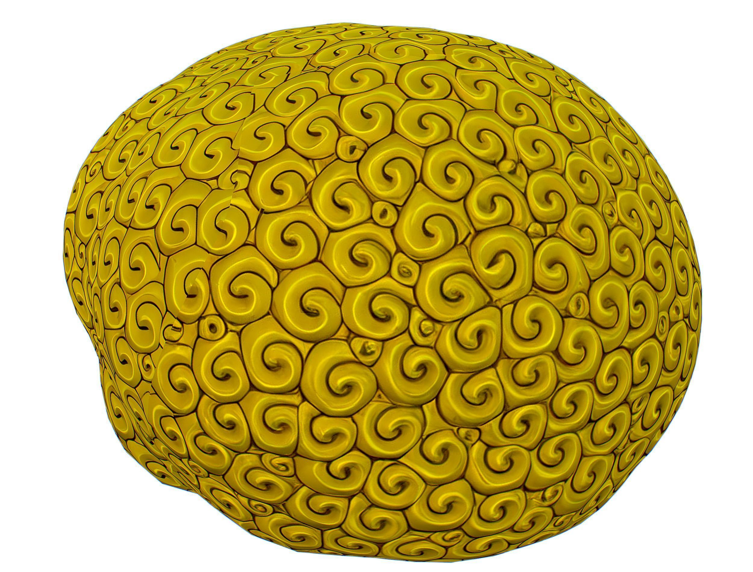 Gold Yellow Afro Hair Cartoon Young Head Hair Low-poly 3D model_6