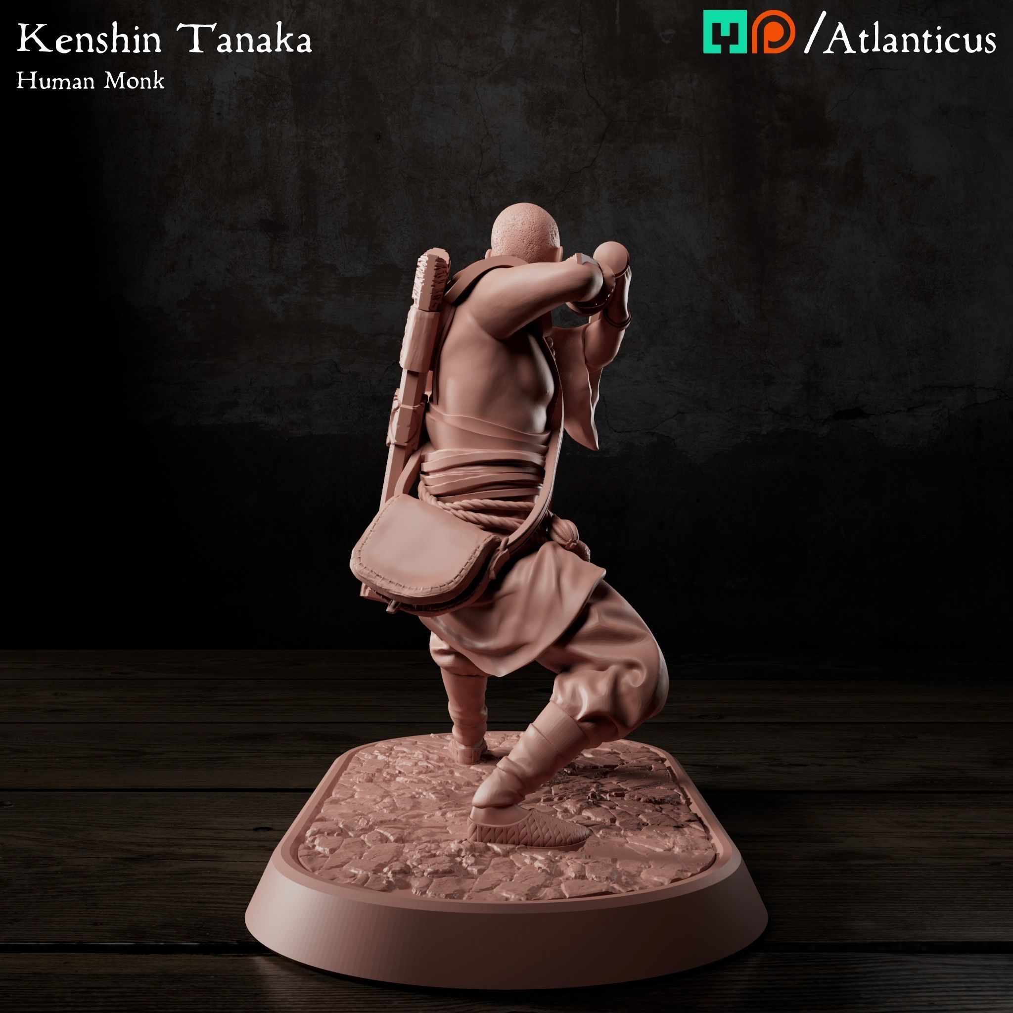 Male Human Monk - Kenshin Tanaka - Sword Guarding 3D print model_2