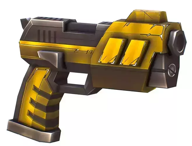 LowPoly Sci-Fi Cartoon Pistol Gun Low-poly 3D model