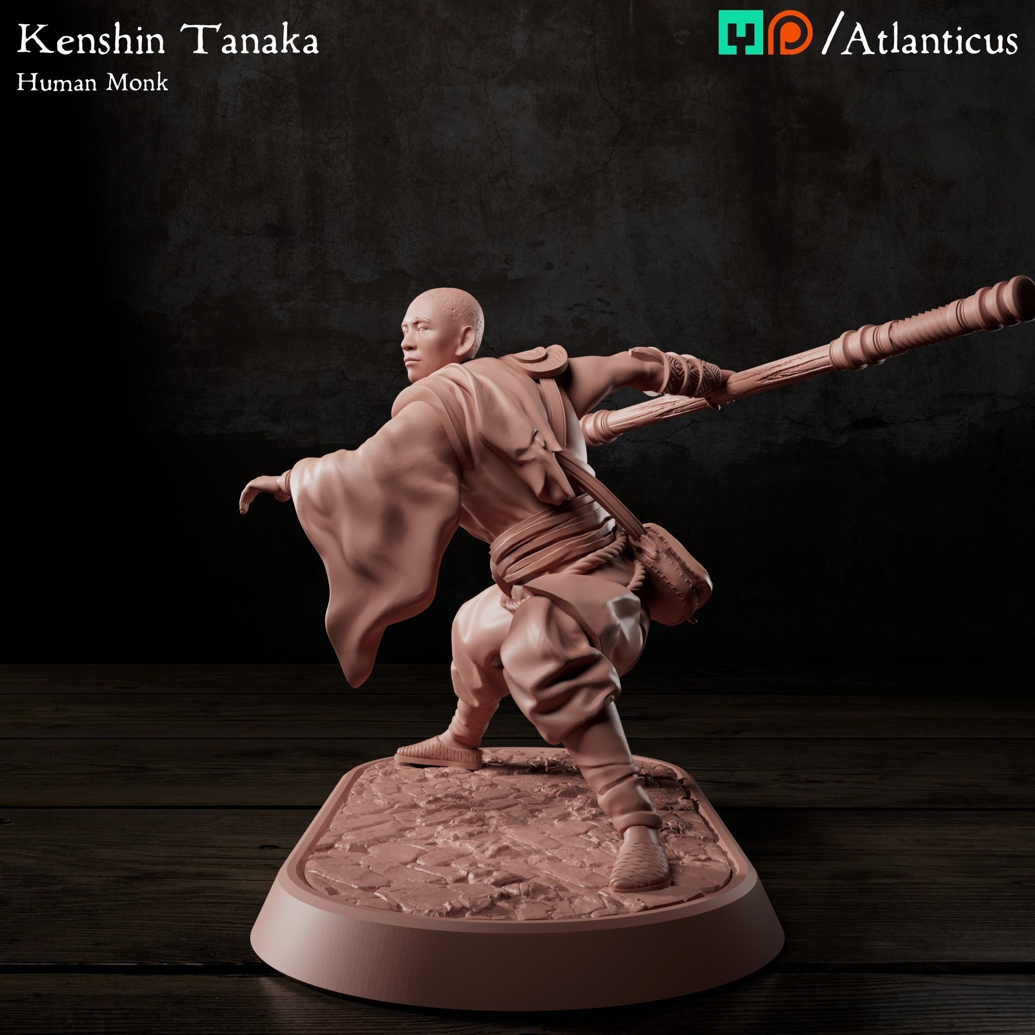 Male Human Monk - Kenshin Tanaka - Staff Squarestance 3D print model_6