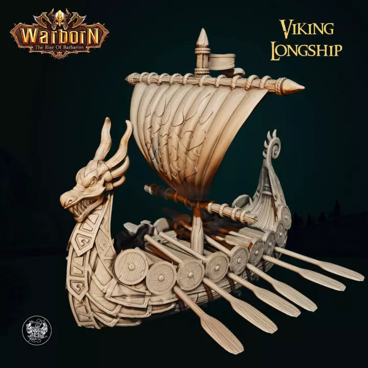 Viking Raider Longship 3D print model_0