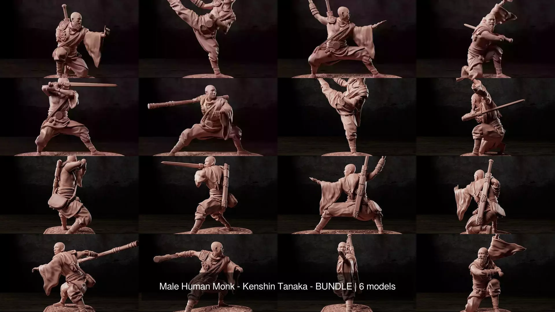 Male Human Monk - Kenshin Tanaka - BUNDLE 3D Model Collection_1
