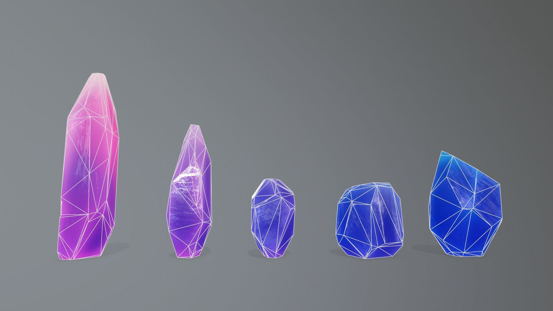 Crystal Set Low-poly 3D model_9