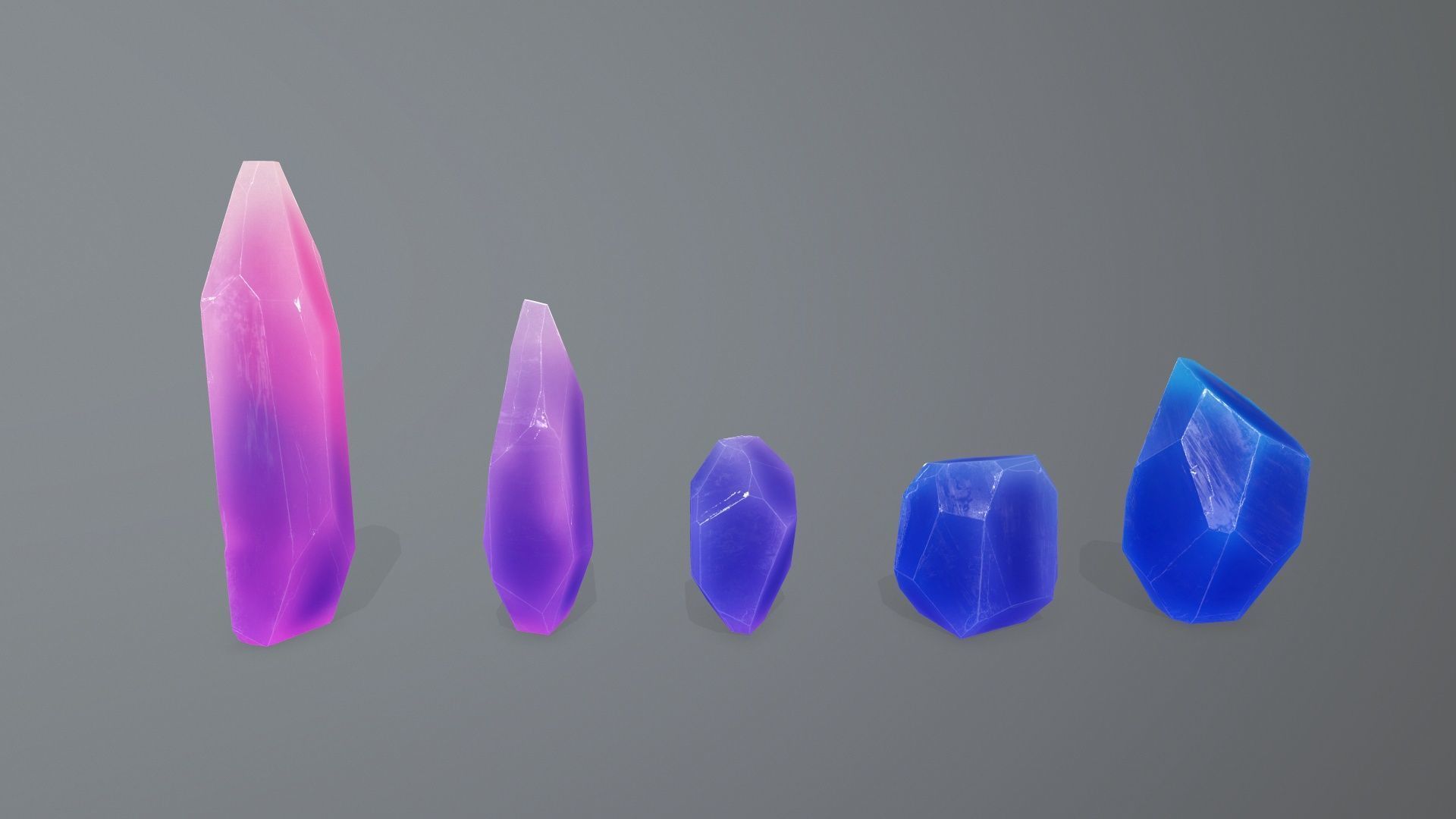 Crystal Set Low-poly 3D model_2