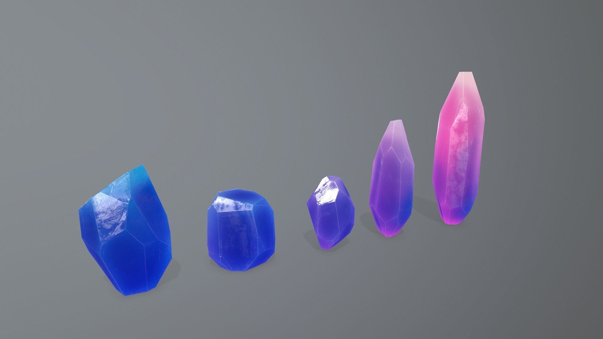 Crystal Set Low-poly 3D model_6