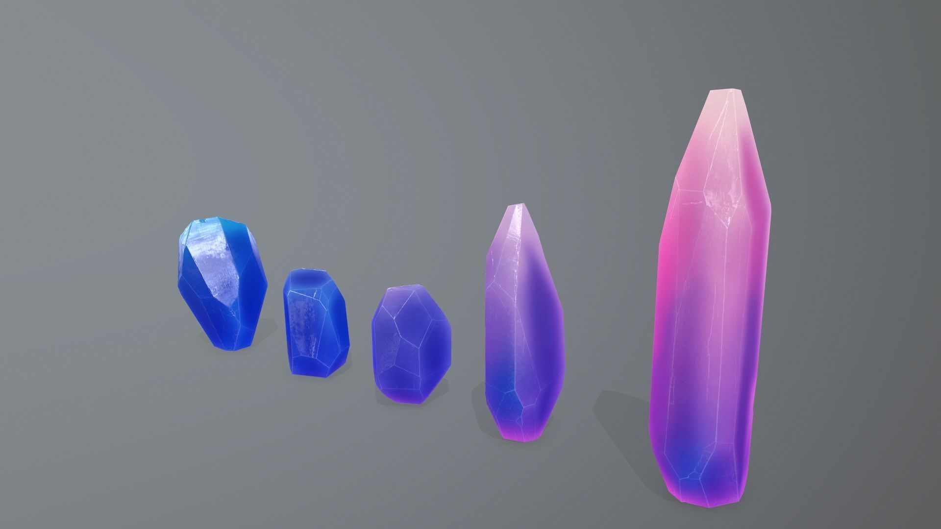 Crystal Set Low-poly 3D model_5