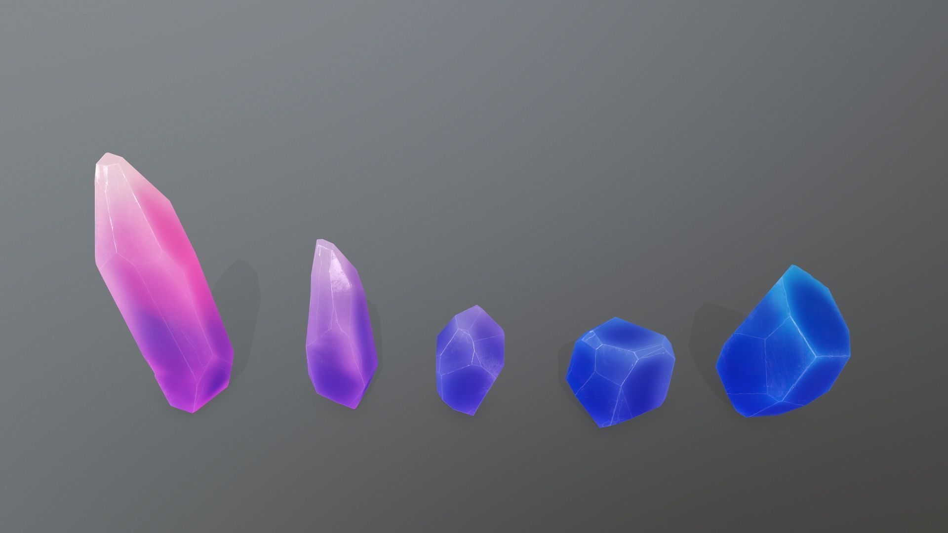 Crystal Set Low-poly 3D model_7