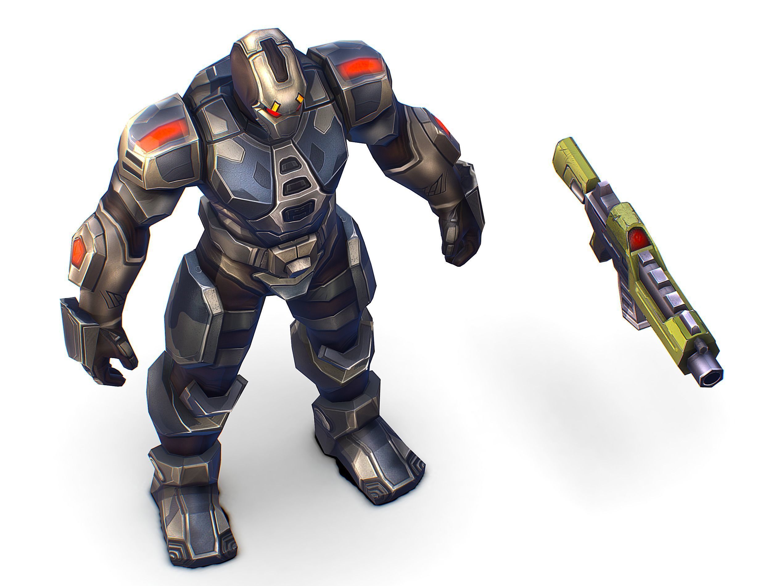 Cartoon Sci-Fi Cyborg Drone Trooper Soldier Low-poly 3D model_40