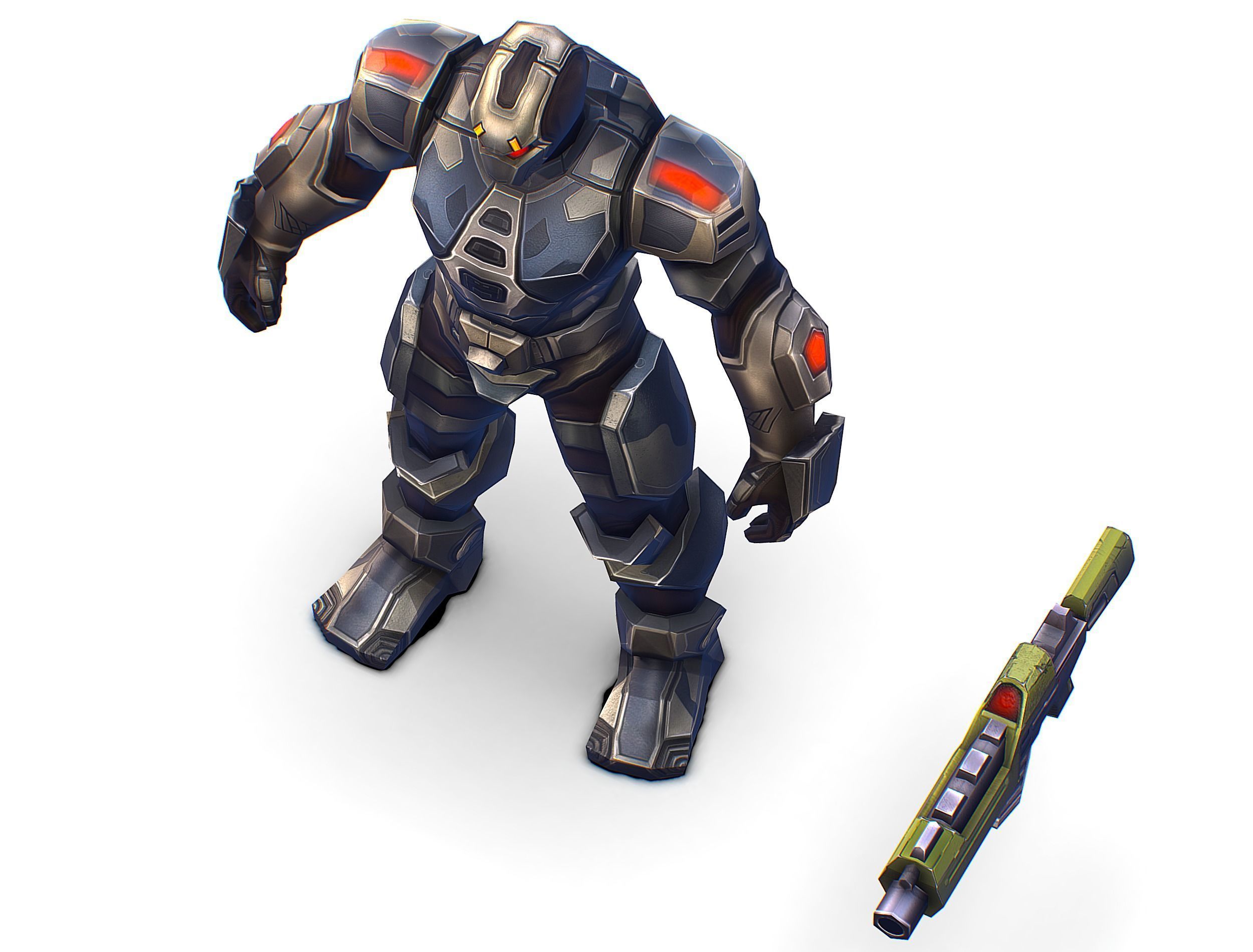 Cartoon Sci-Fi Cyborg Drone Trooper Soldier Low-poly 3D model_41