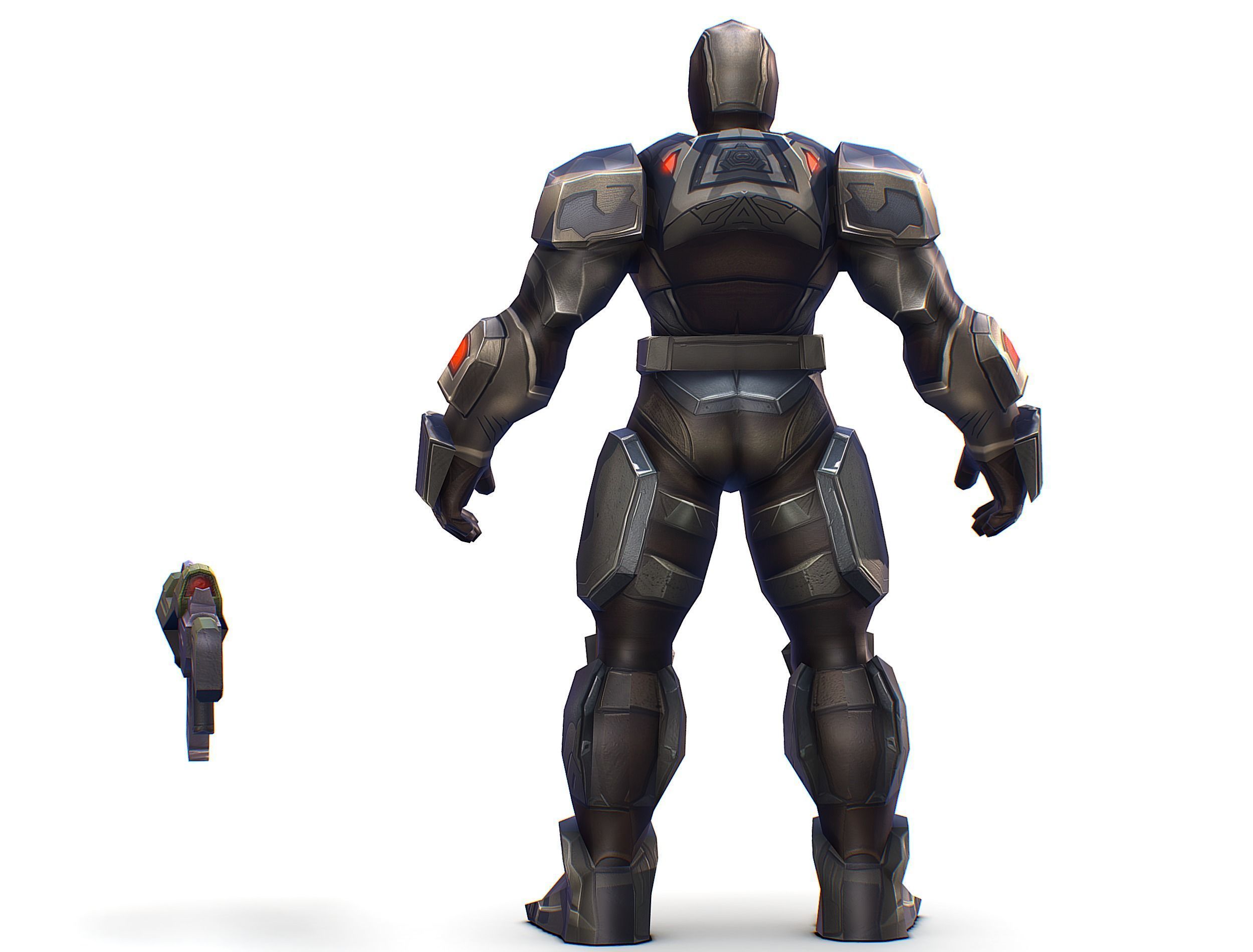 Cartoon Sci-Fi Cyborg Drone Trooper Soldier Low-poly 3D model_7