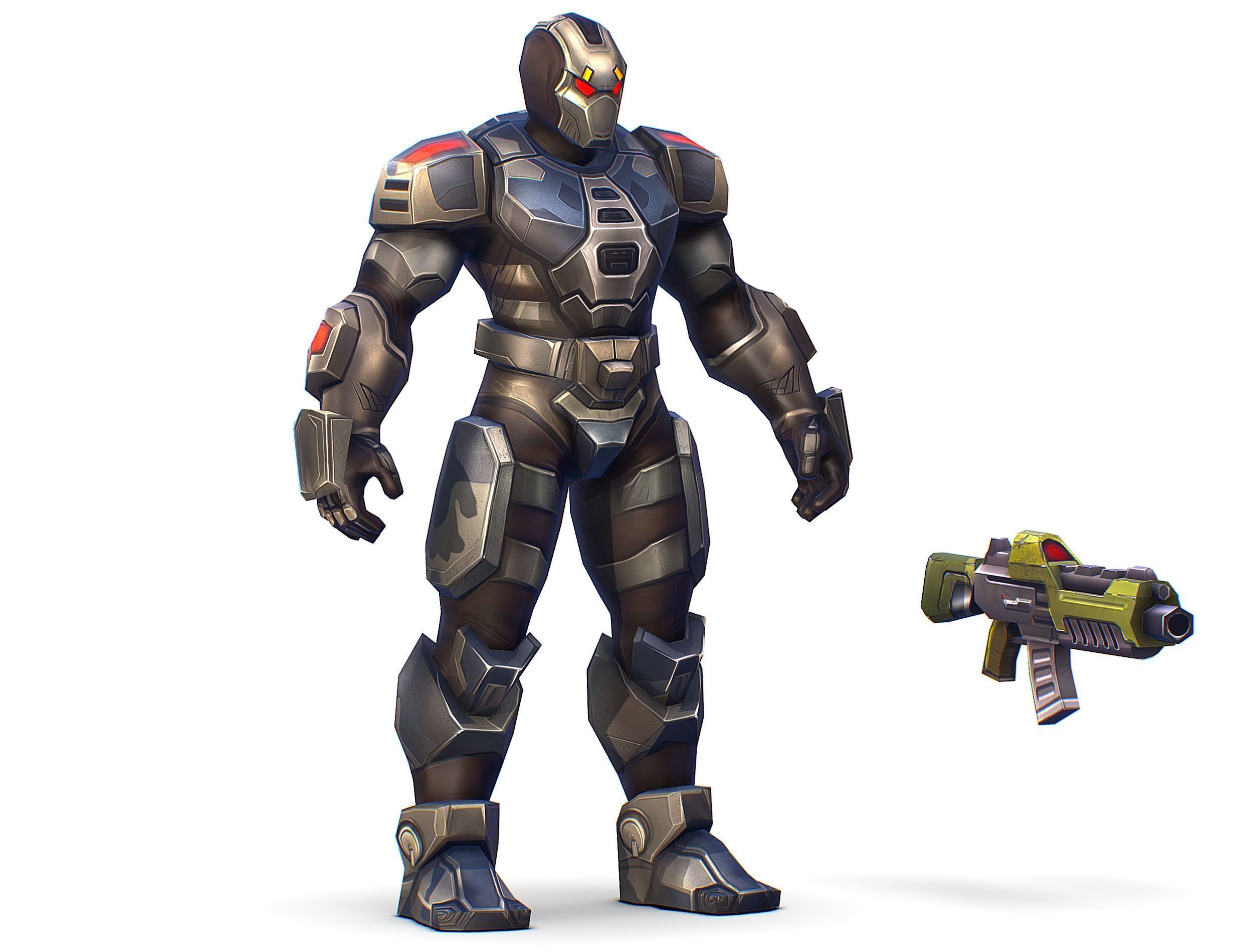 Cartoon Sci-Fi Cyborg Drone Trooper Soldier Low-poly 3D model_12