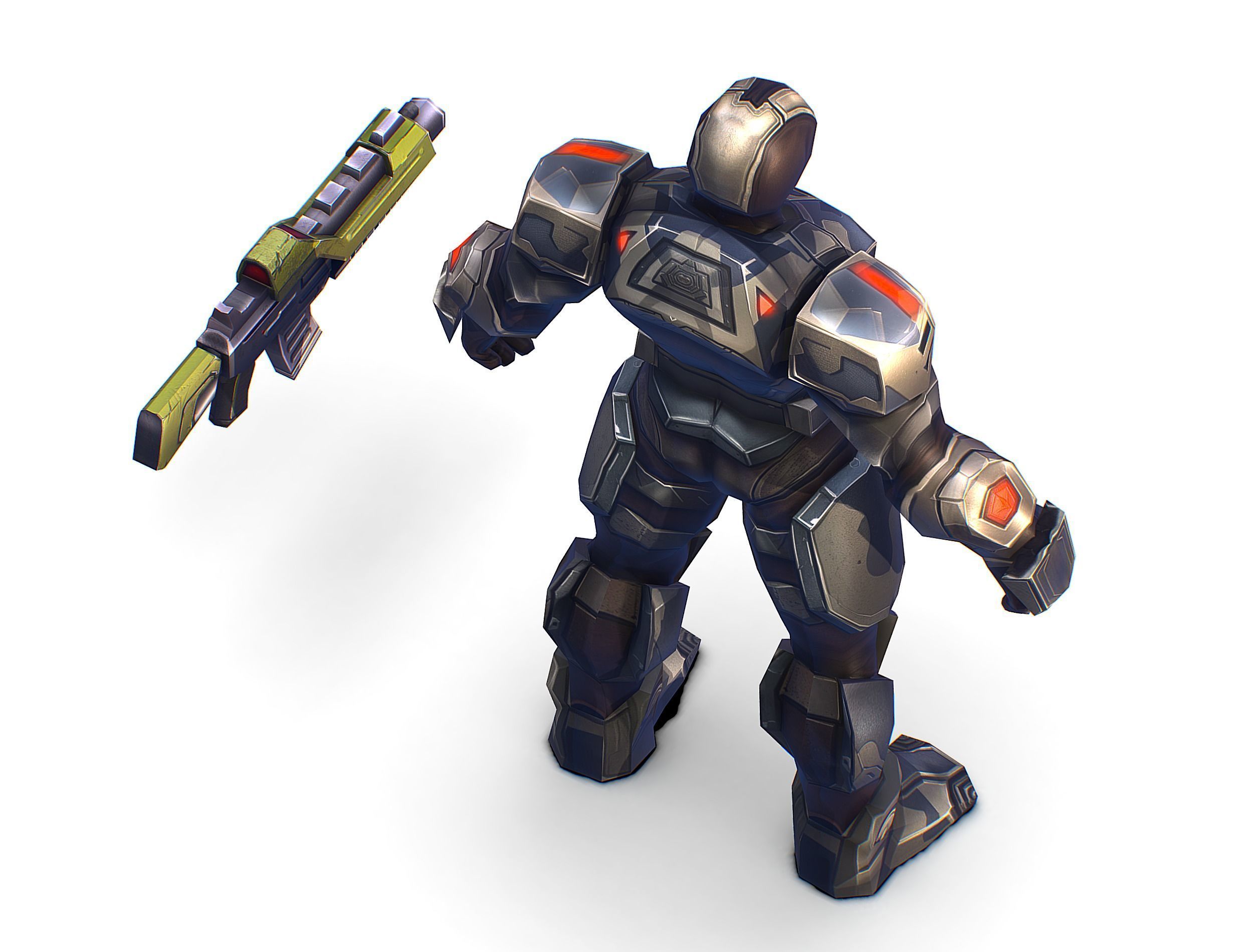 Cartoon Sci-Fi Cyborg Drone Trooper Soldier Low-poly 3D model_43