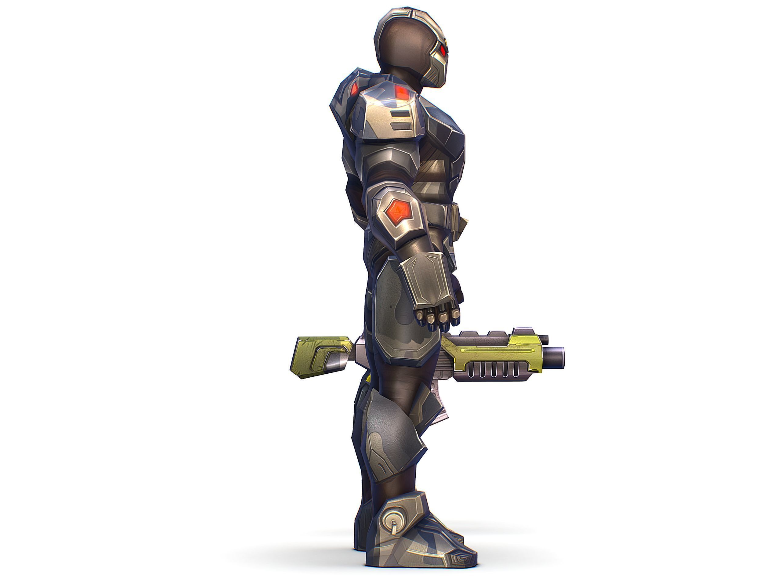 Cartoon Sci-Fi Cyborg Drone Trooper Soldier Low-poly 3D model_10