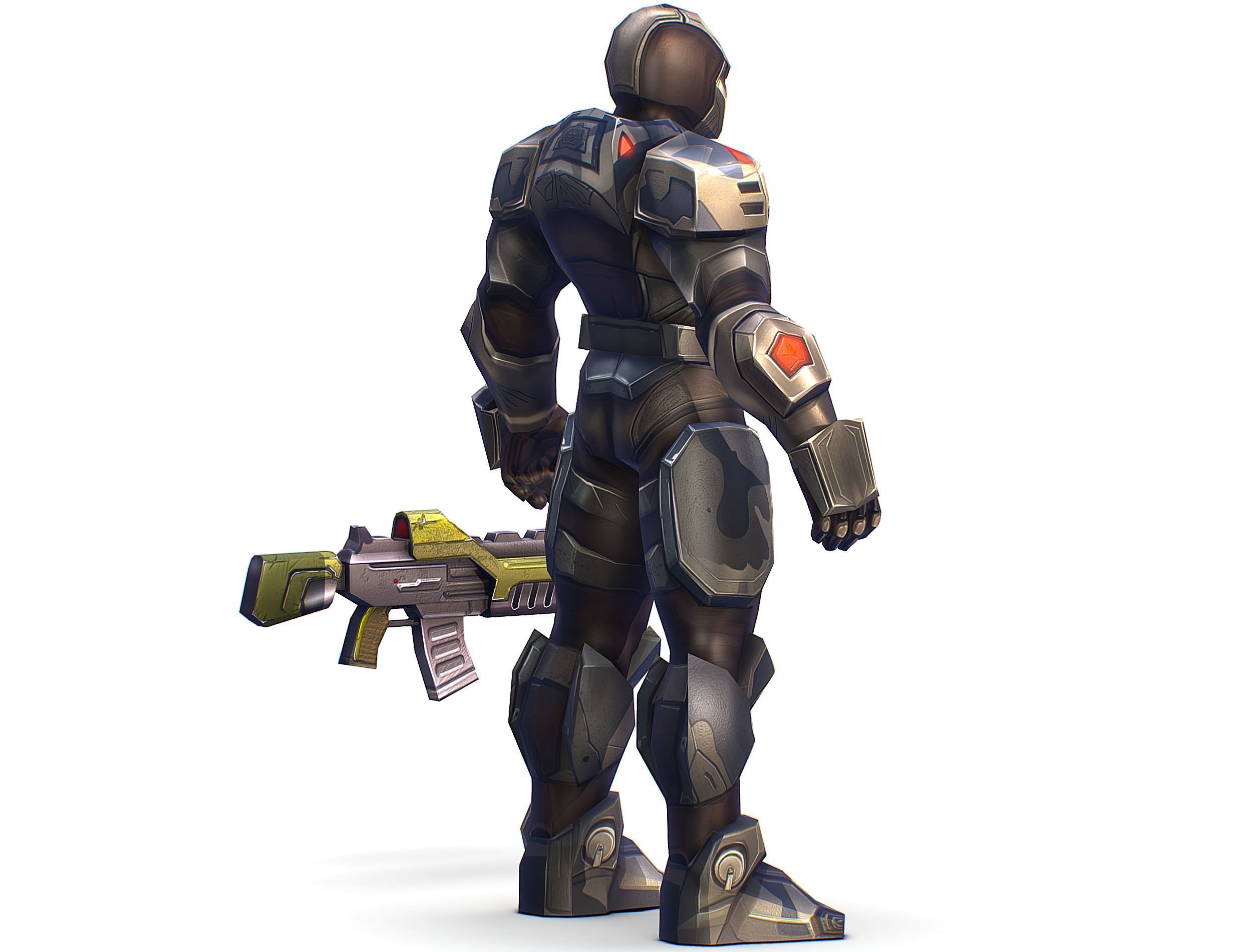 Cartoon Sci-Fi Cyborg Drone Trooper Soldier Low-poly 3D model_9