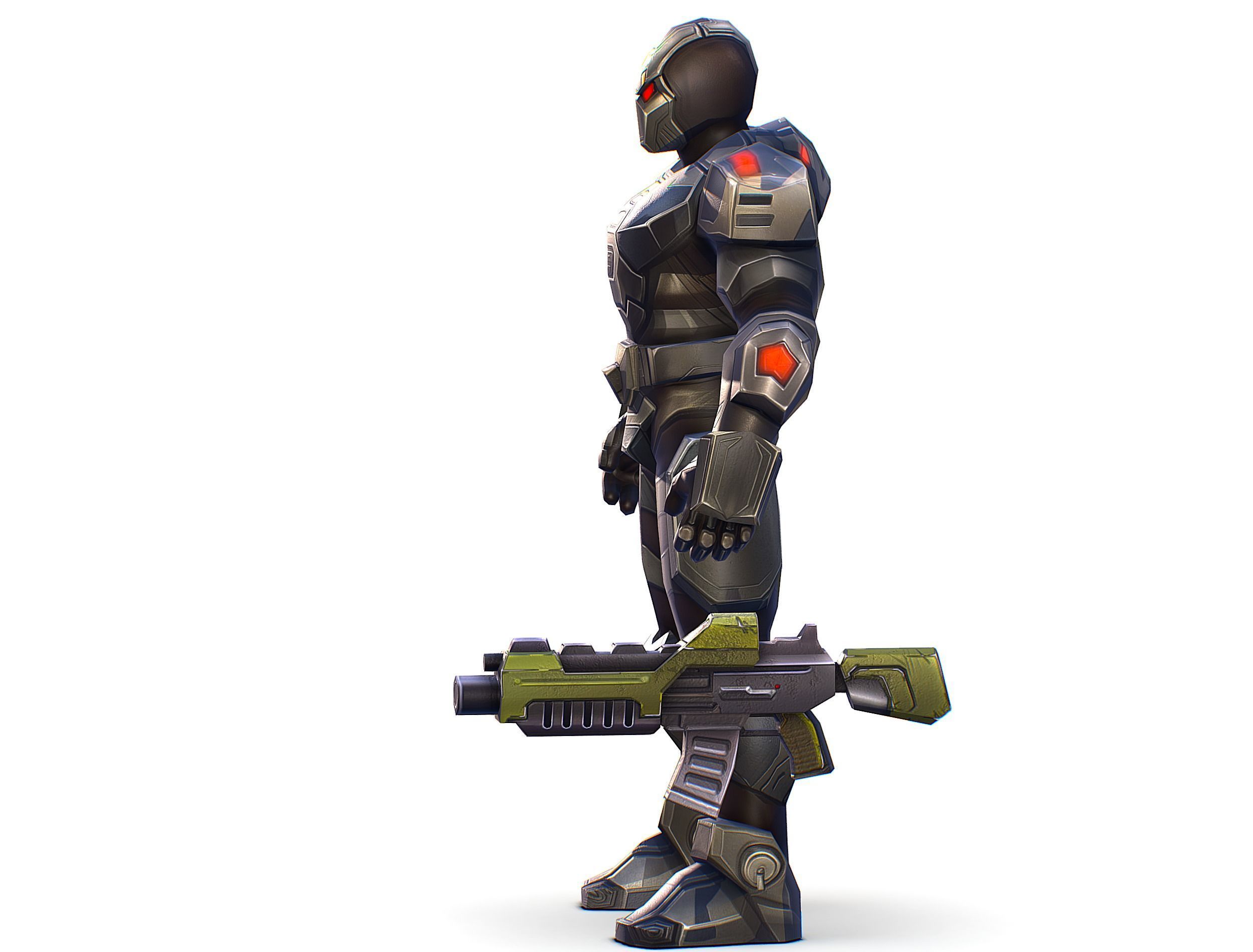 Cartoon Sci-Fi Cyborg Drone Trooper Soldier Low-poly 3D model_4