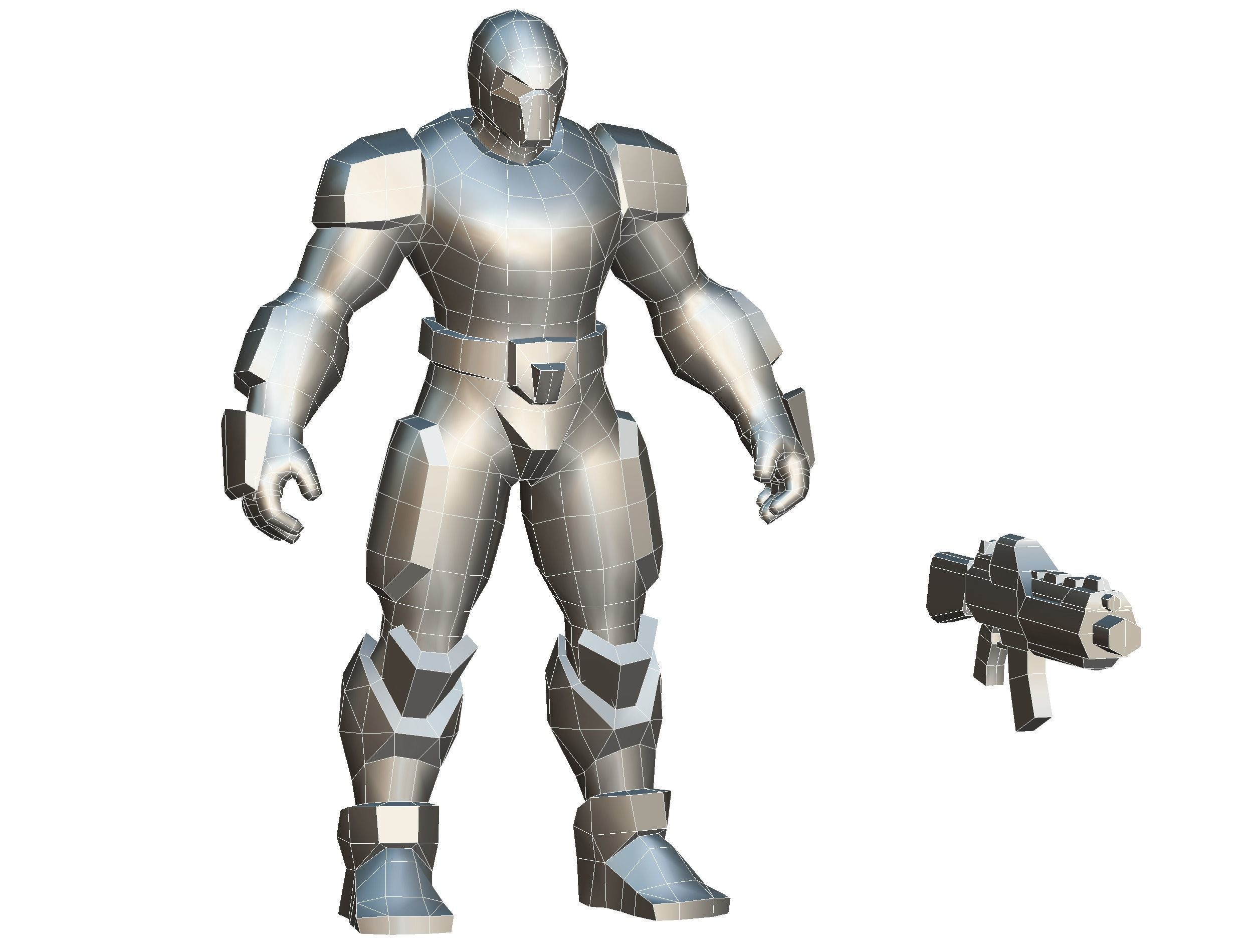 Cartoon Sci-Fi Cyborg Drone Trooper Soldier Low-poly 3D model_45