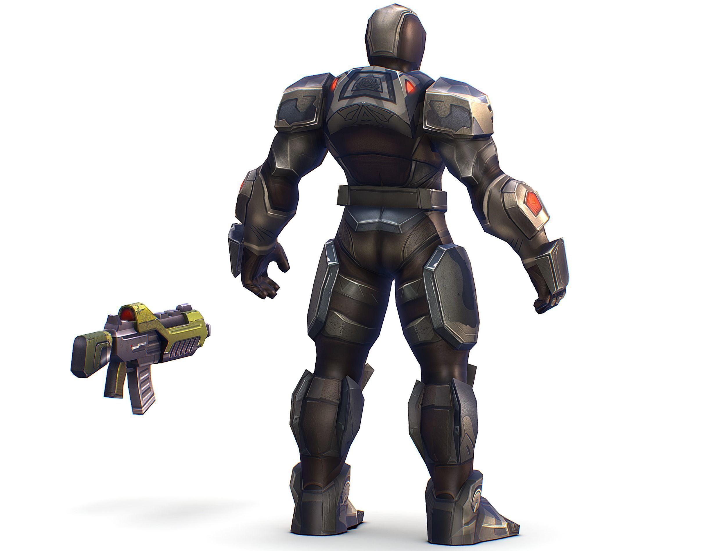 Cartoon Sci-Fi Cyborg Drone Trooper Soldier Low-poly 3D model_8