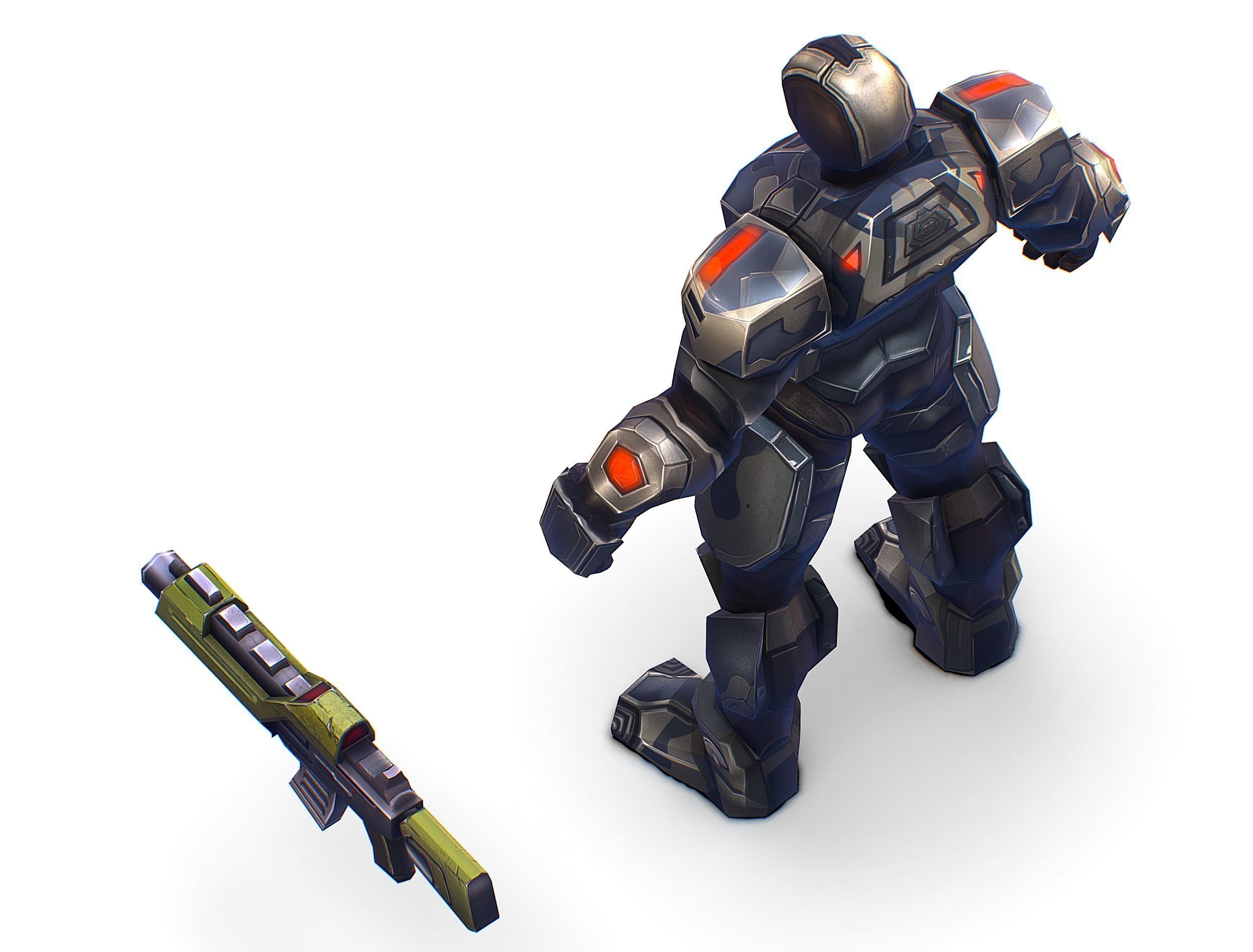 Cartoon Sci-Fi Cyborg Drone Trooper Soldier Low-poly 3D model_42