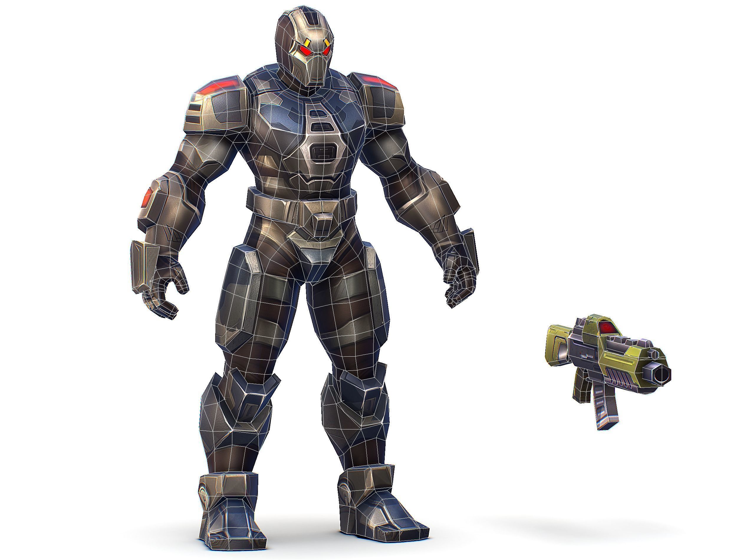 Cartoon Sci-Fi Cyborg Drone Trooper Soldier Low-poly 3D model_44