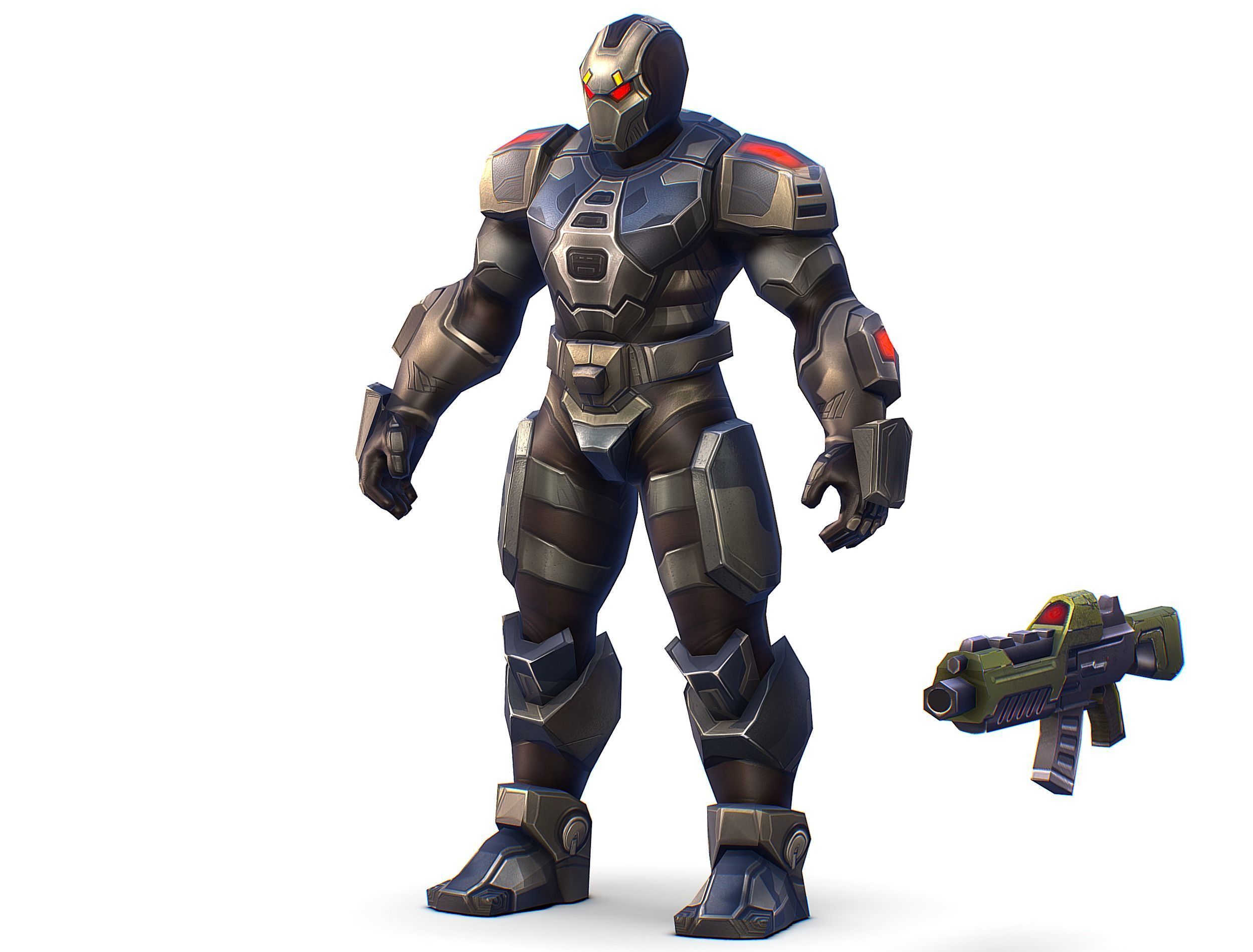 Cartoon Sci-Fi Cyborg Drone Trooper Soldier Low-poly 3D model_2