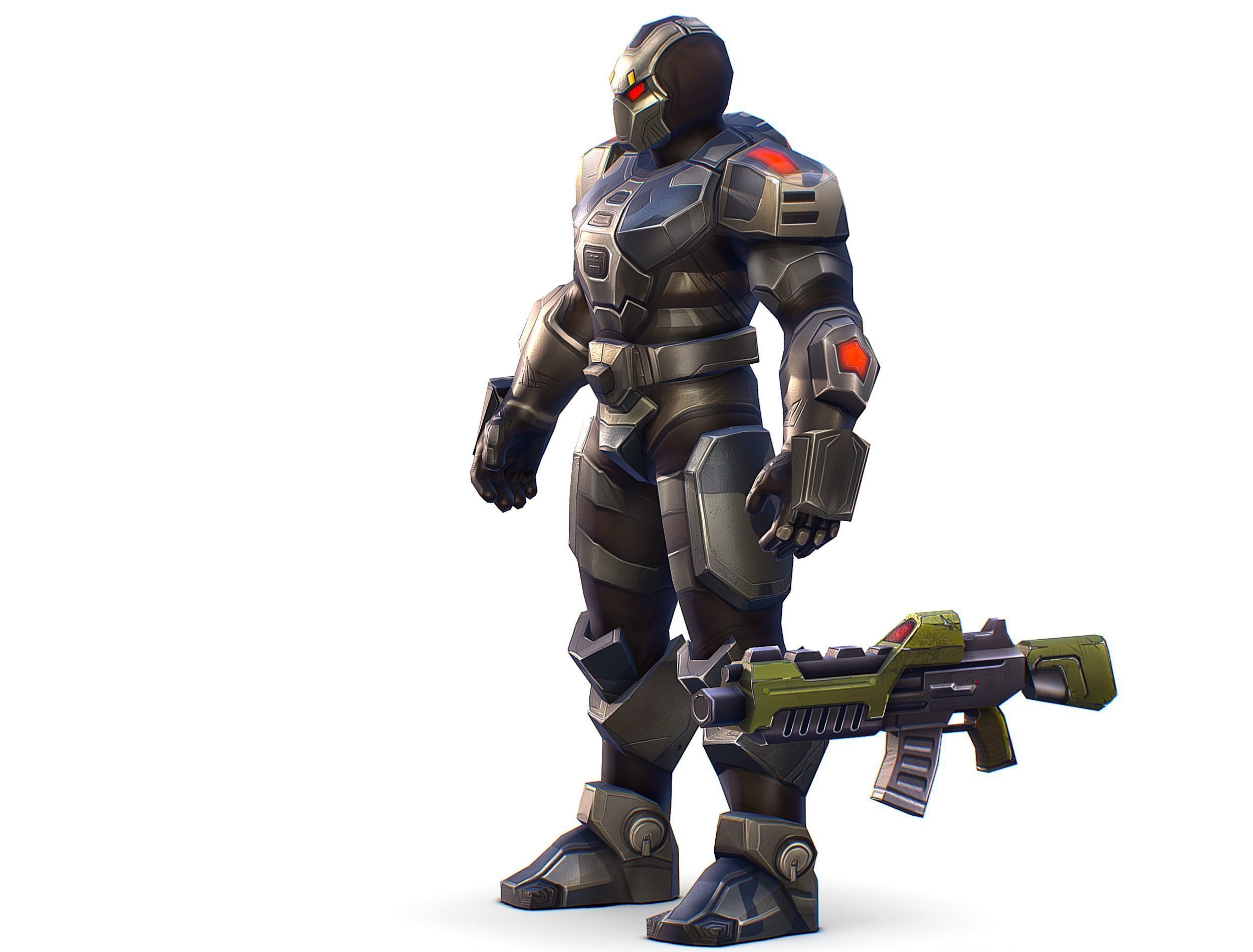 Cartoon Sci-Fi Cyborg Drone Trooper Soldier Low-poly 3D model_3