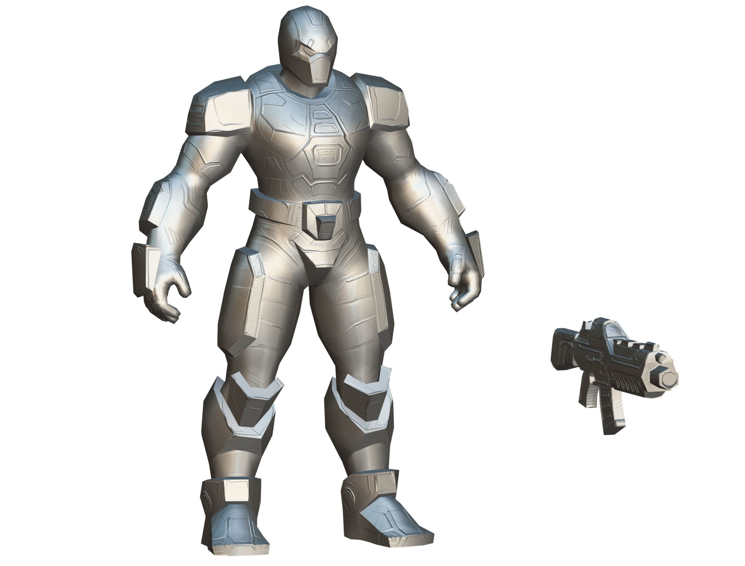Cartoon Sci-Fi Cyborg Drone Trooper Soldier Low-poly 3D model_46