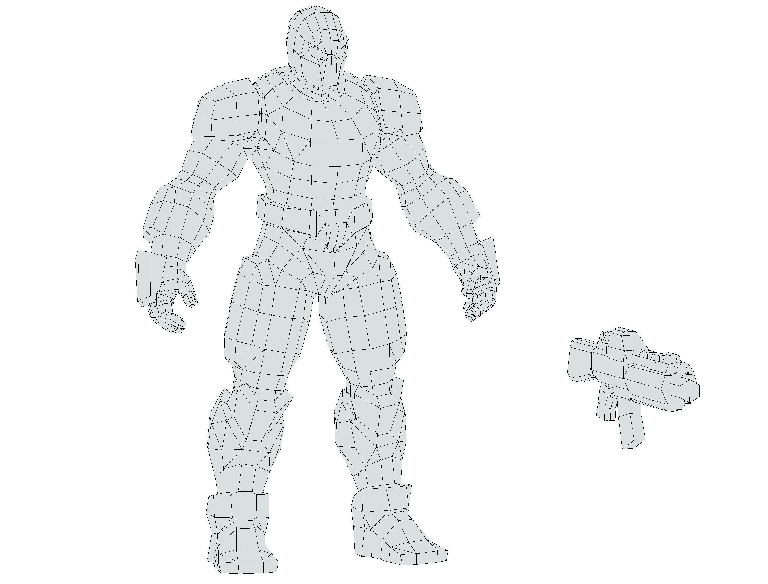 Cartoon Sci-Fi Cyborg Drone Trooper Soldier Low-poly 3D model_47