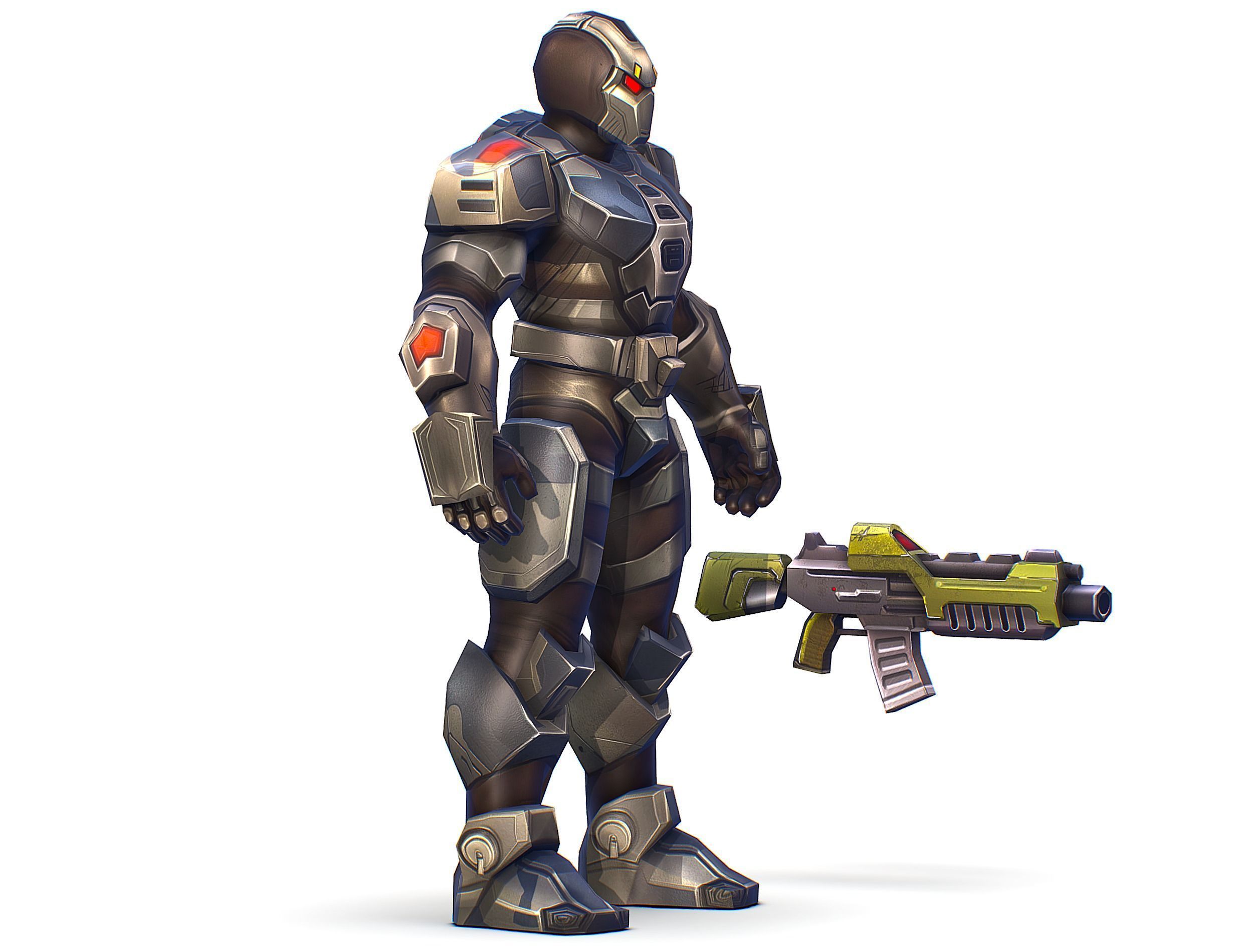 Cartoon Sci-Fi Cyborg Drone Trooper Soldier Low-poly 3D model_11