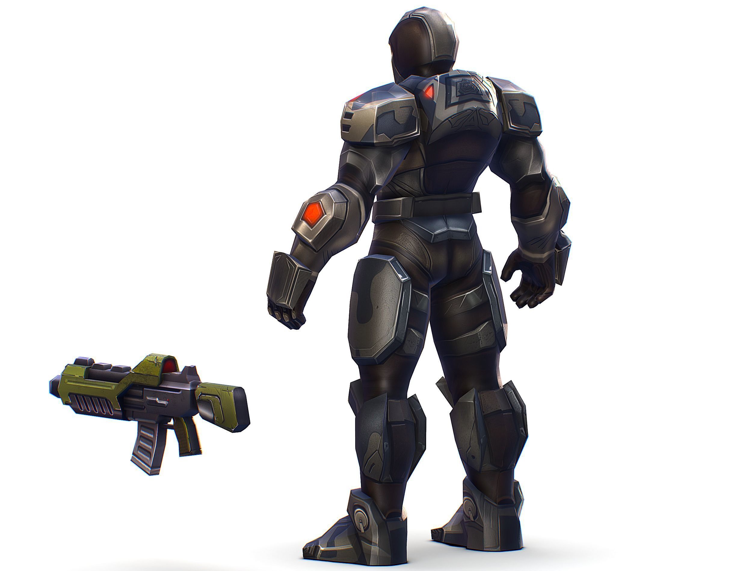 Cartoon Sci-Fi Cyborg Drone Trooper Soldier Low-poly 3D model_6