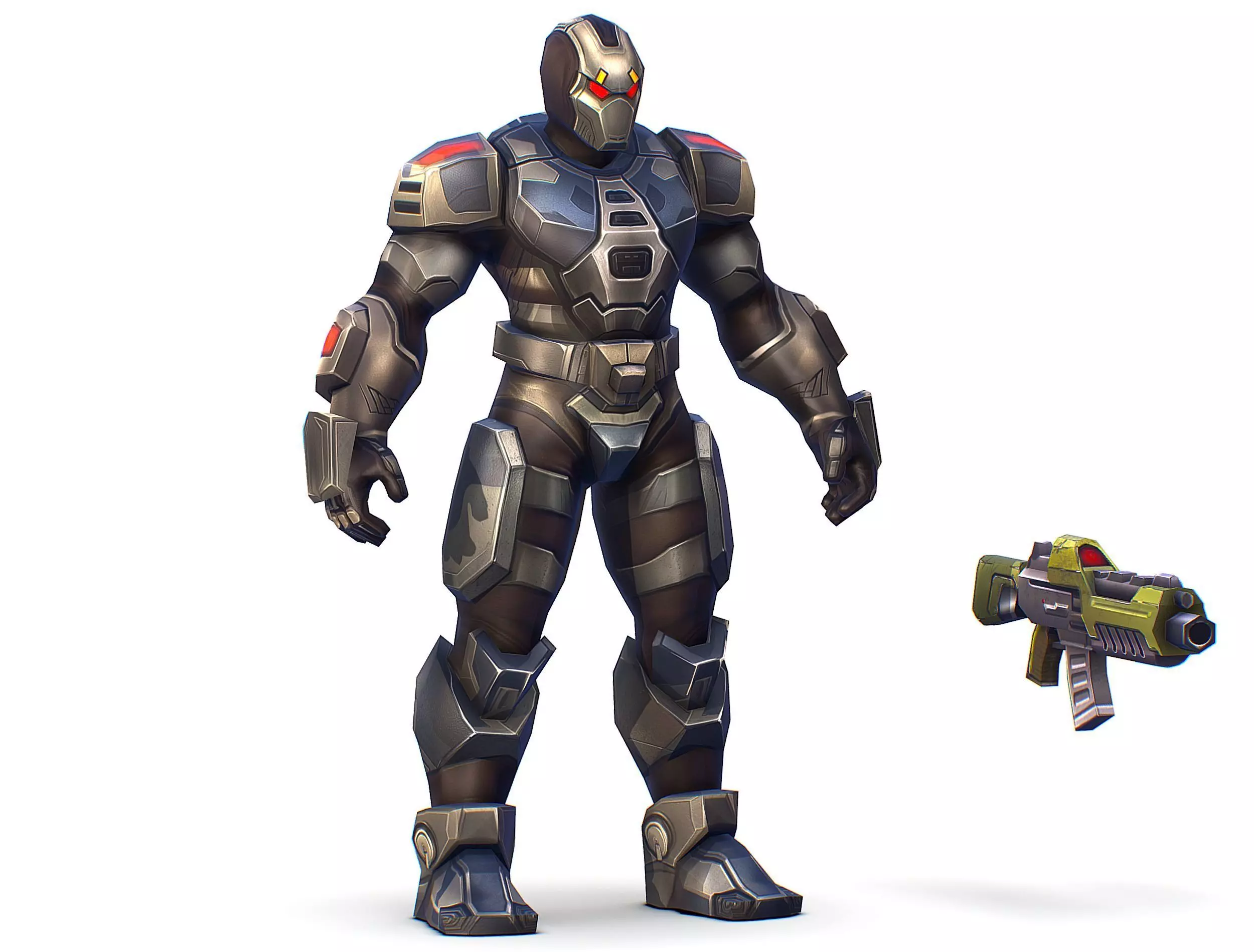 Cartoon Sci-Fi Cyborg Drone Trooper Soldier Low-poly 3D model_0