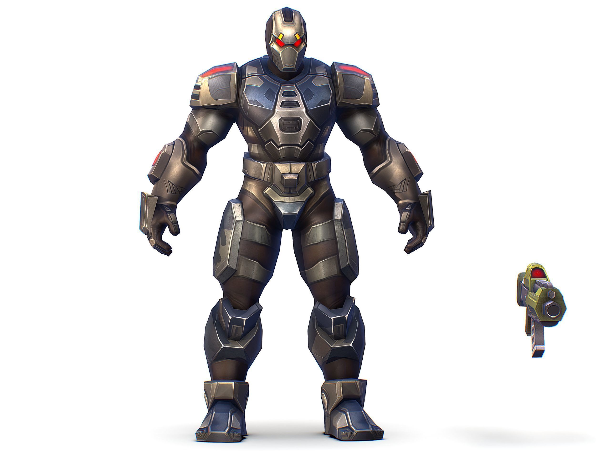 Cartoon Sci-Fi Cyborg Drone Trooper Soldier Low-poly 3D model_1