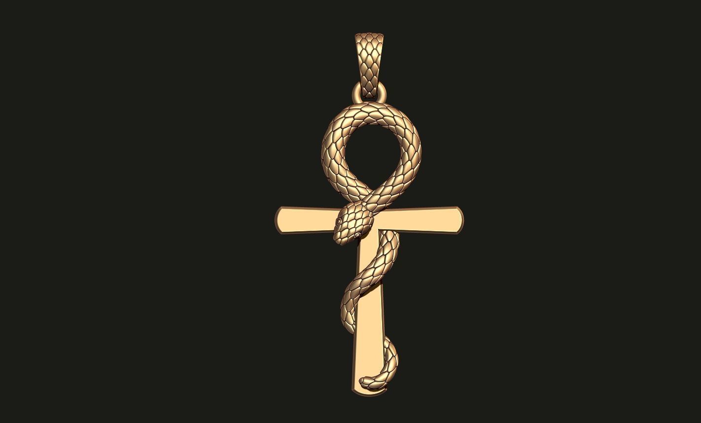 ANKH PENDANT WITH A SNAKE Printable Model 3D print model_4
