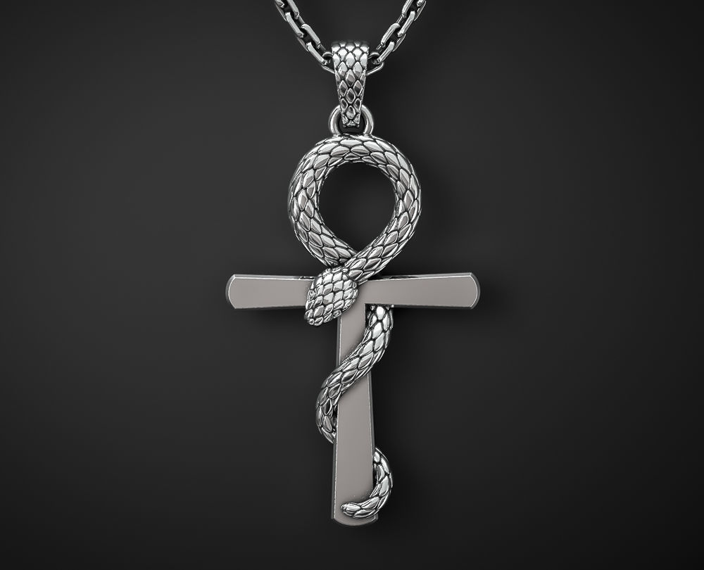 ANKH PENDANT WITH A SNAKE Printable Model 3D print model_1