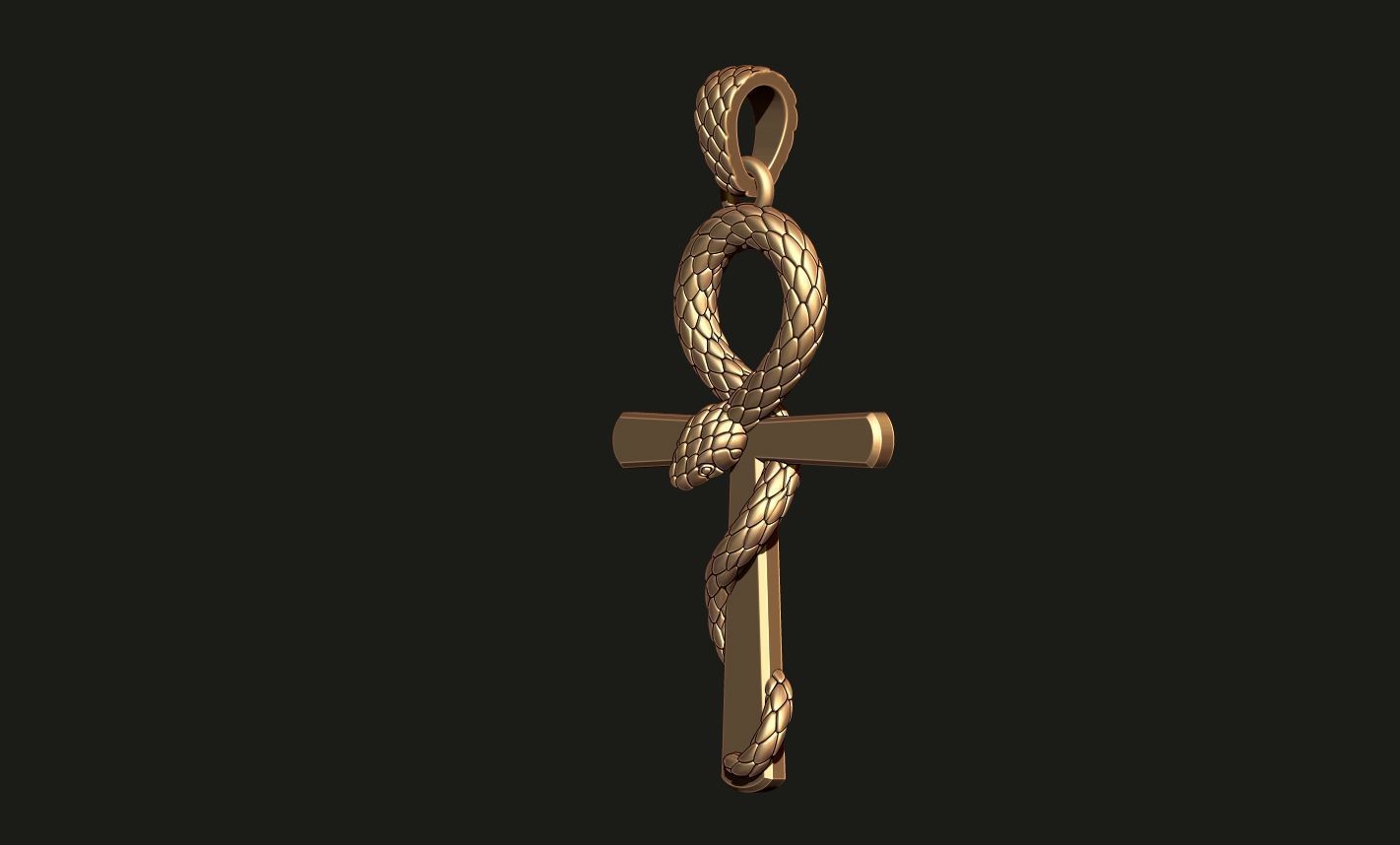 ANKH PENDANT WITH A SNAKE Printable Model 3D print model_5