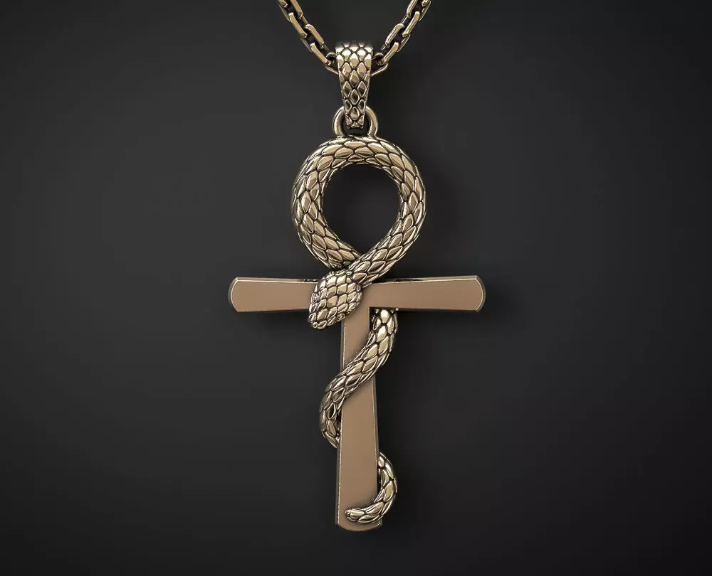 ANKH PENDANT WITH A SNAKE Printable Model 3D print model_0
