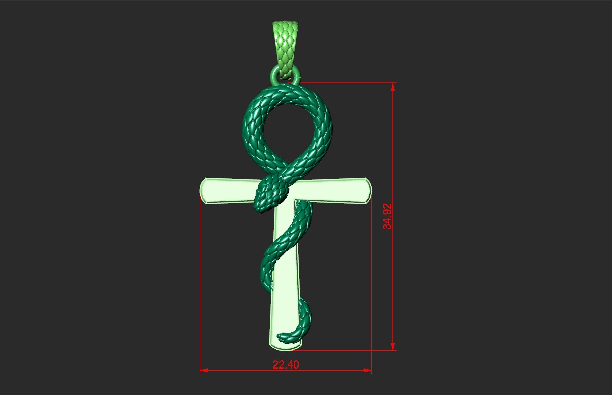 ANKH PENDANT WITH A SNAKE Printable Model 3D print model_2