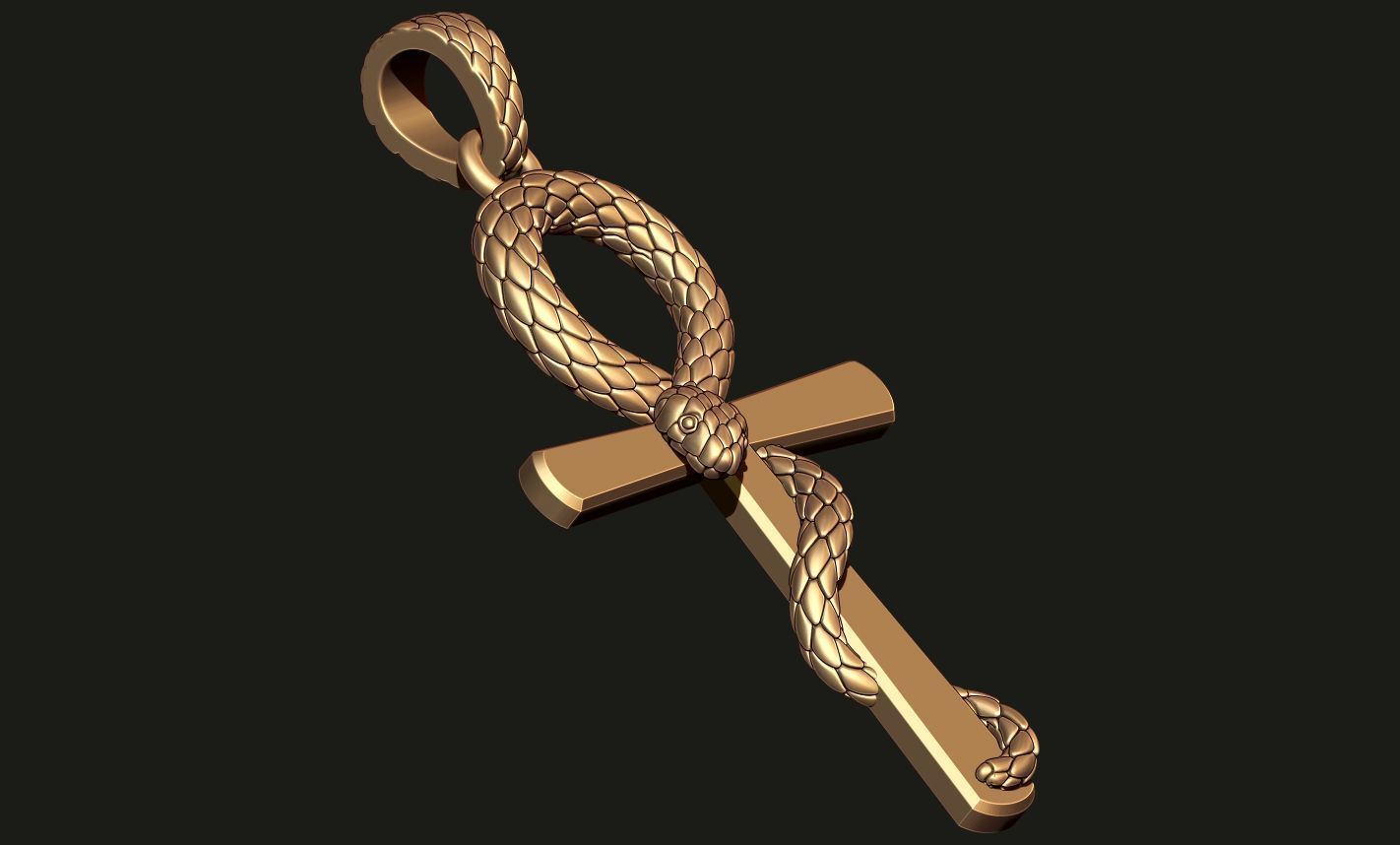 ANKH PENDANT WITH A SNAKE Printable Model 3D print model_6