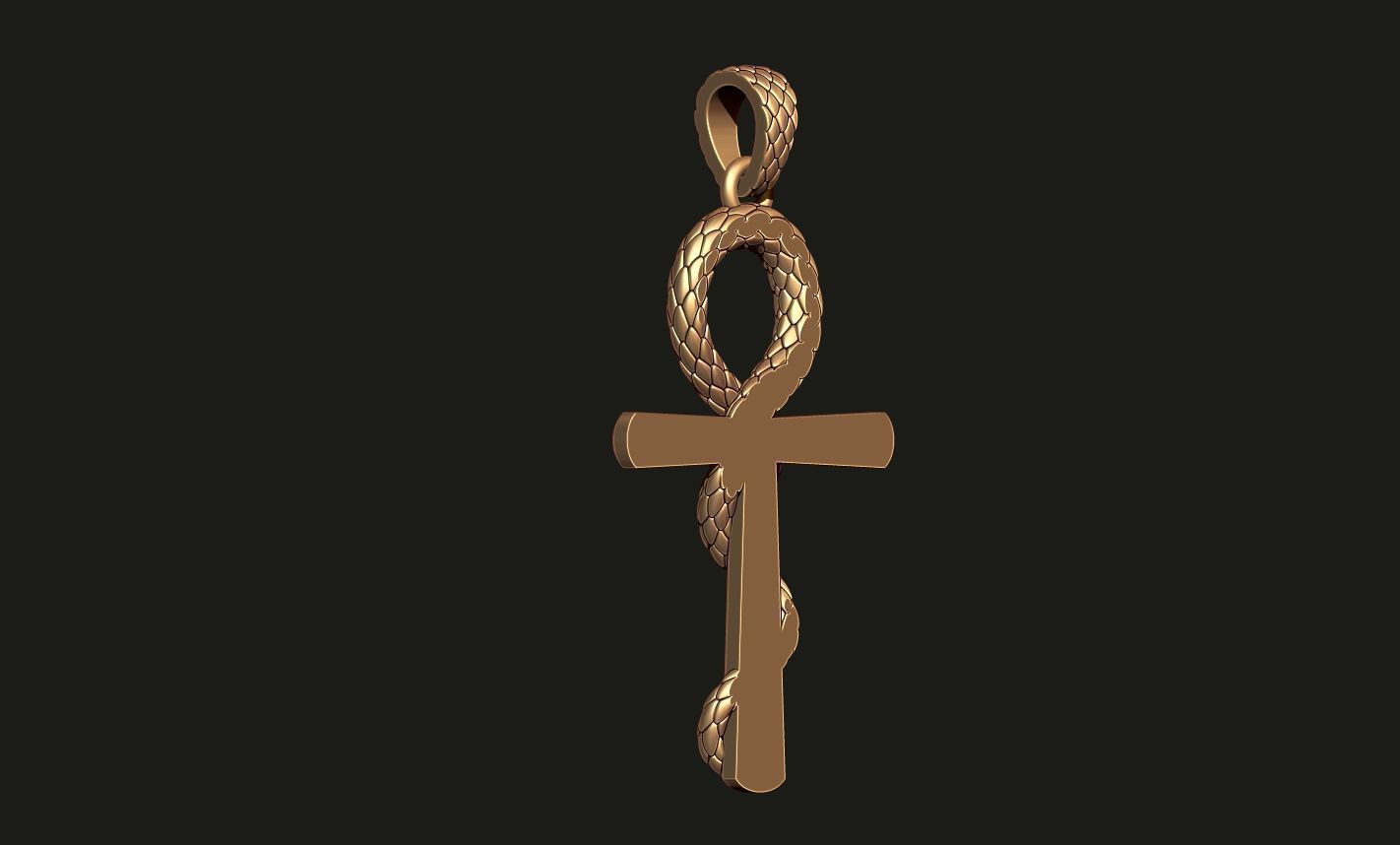 ANKH PENDANT WITH A SNAKE Printable Model 3D print model_7