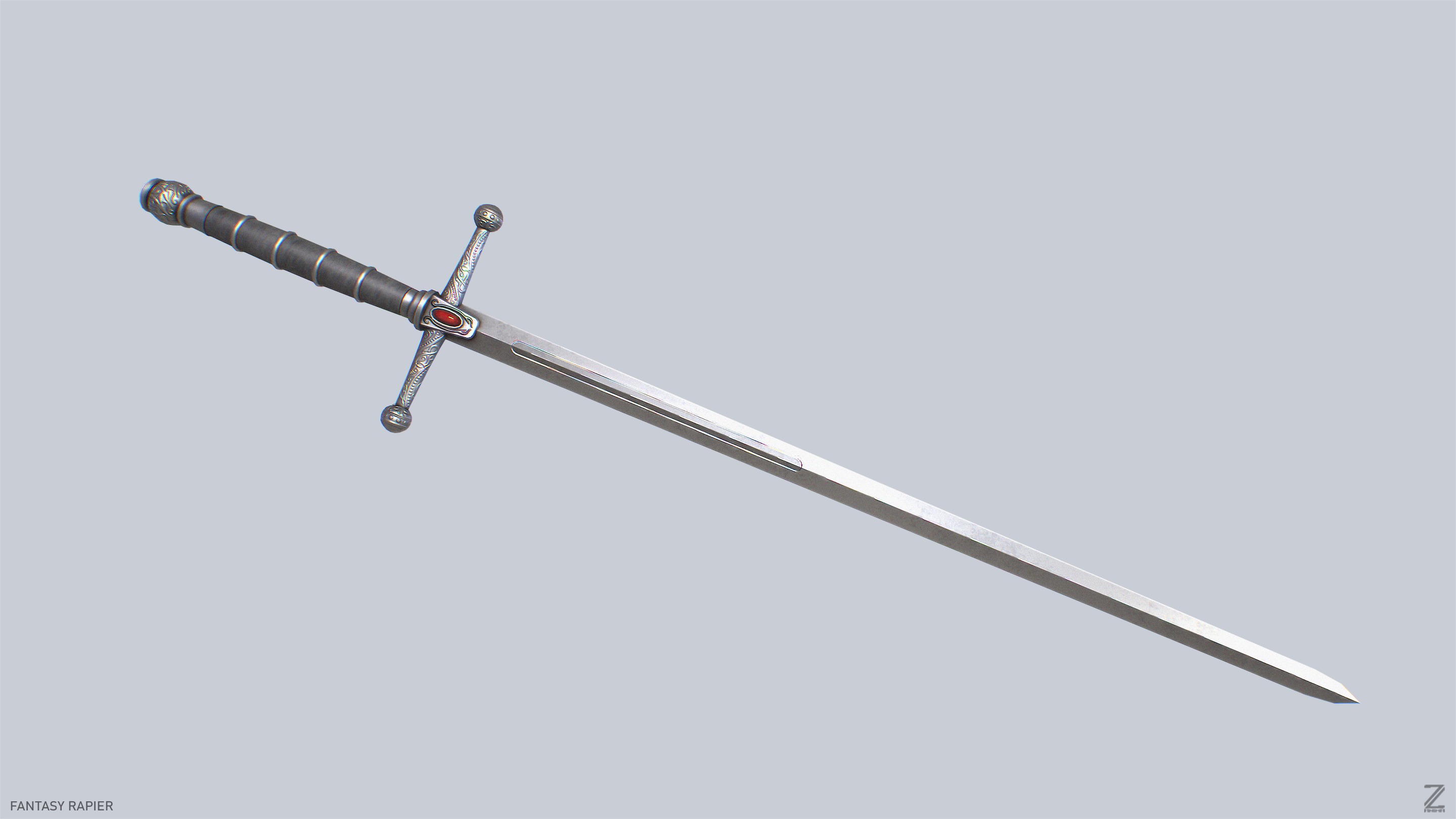 Fantasy rapier Low-poly 3D model_8