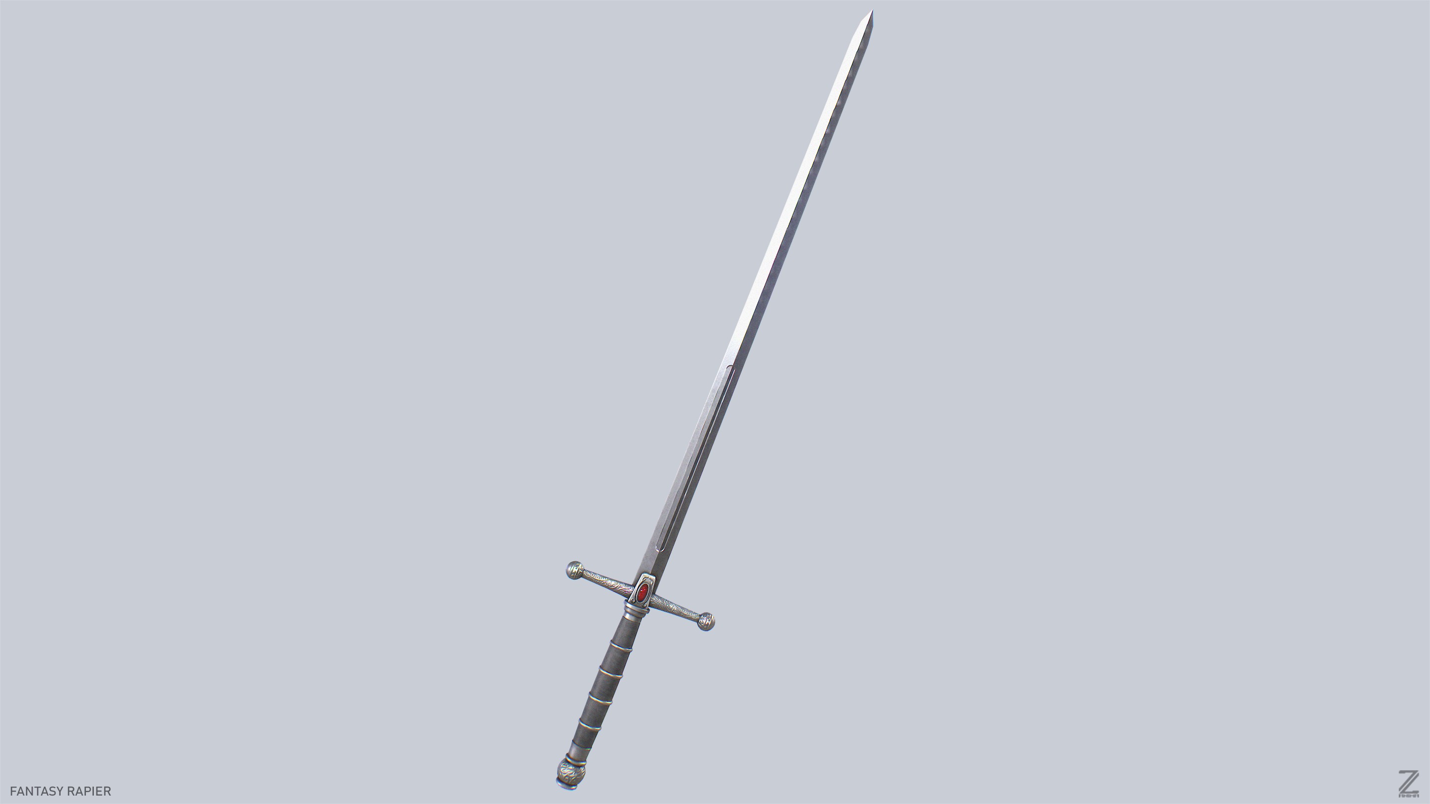 Fantasy rapier Low-poly 3D model_7
