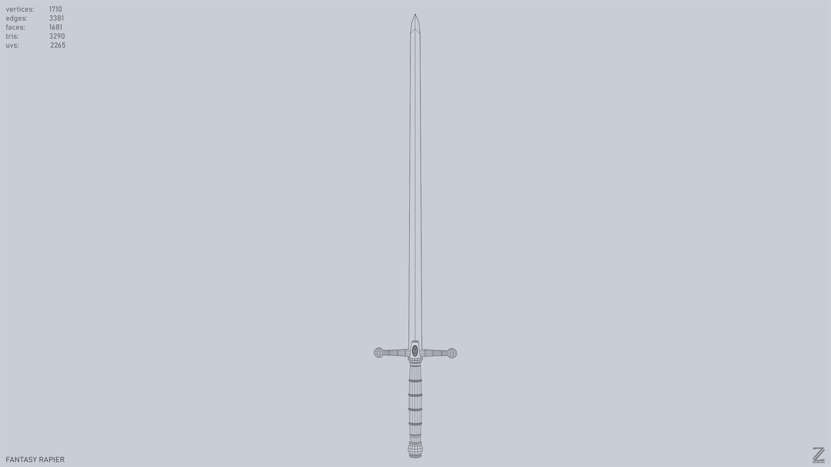 Fantasy rapier Low-poly 3D model_9