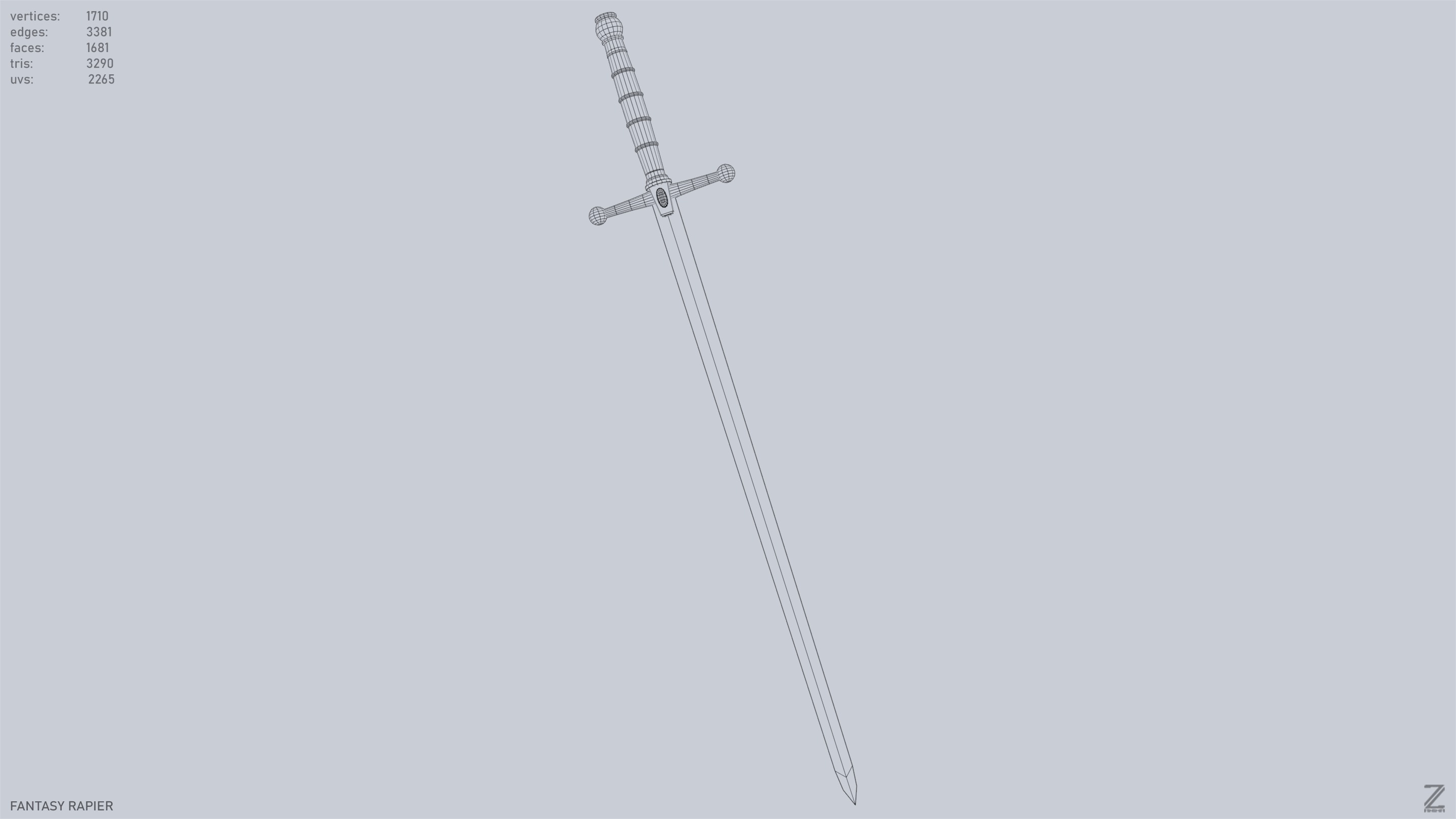 Fantasy rapier Low-poly 3D model_13