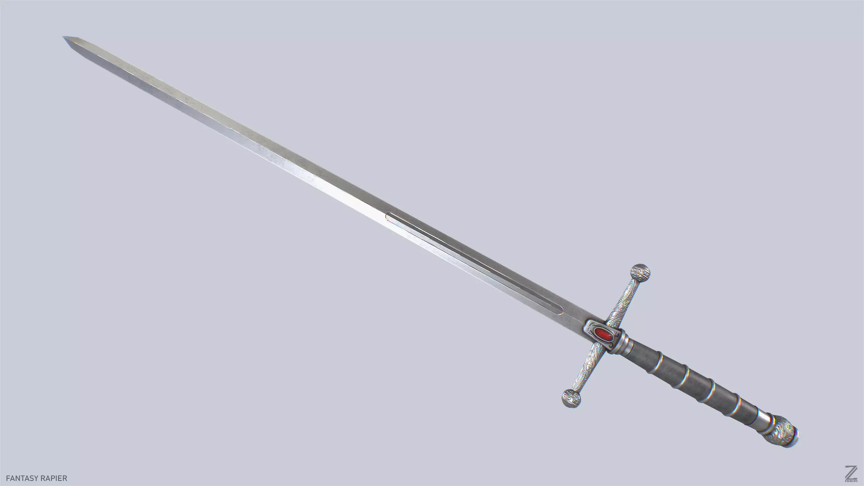 Fantasy rapier Low-poly 3D model_0