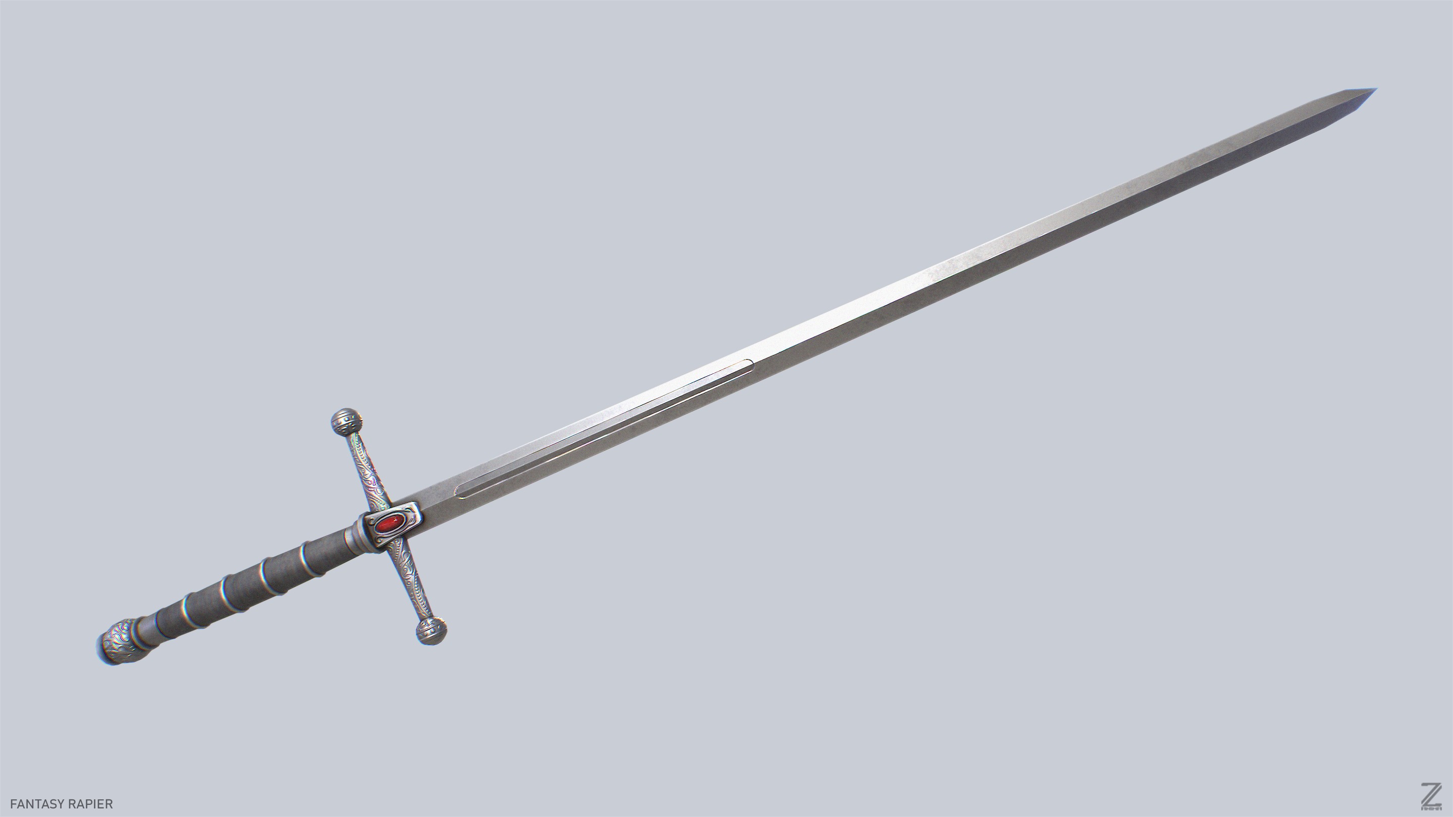 Fantasy rapier Low-poly 3D model_4