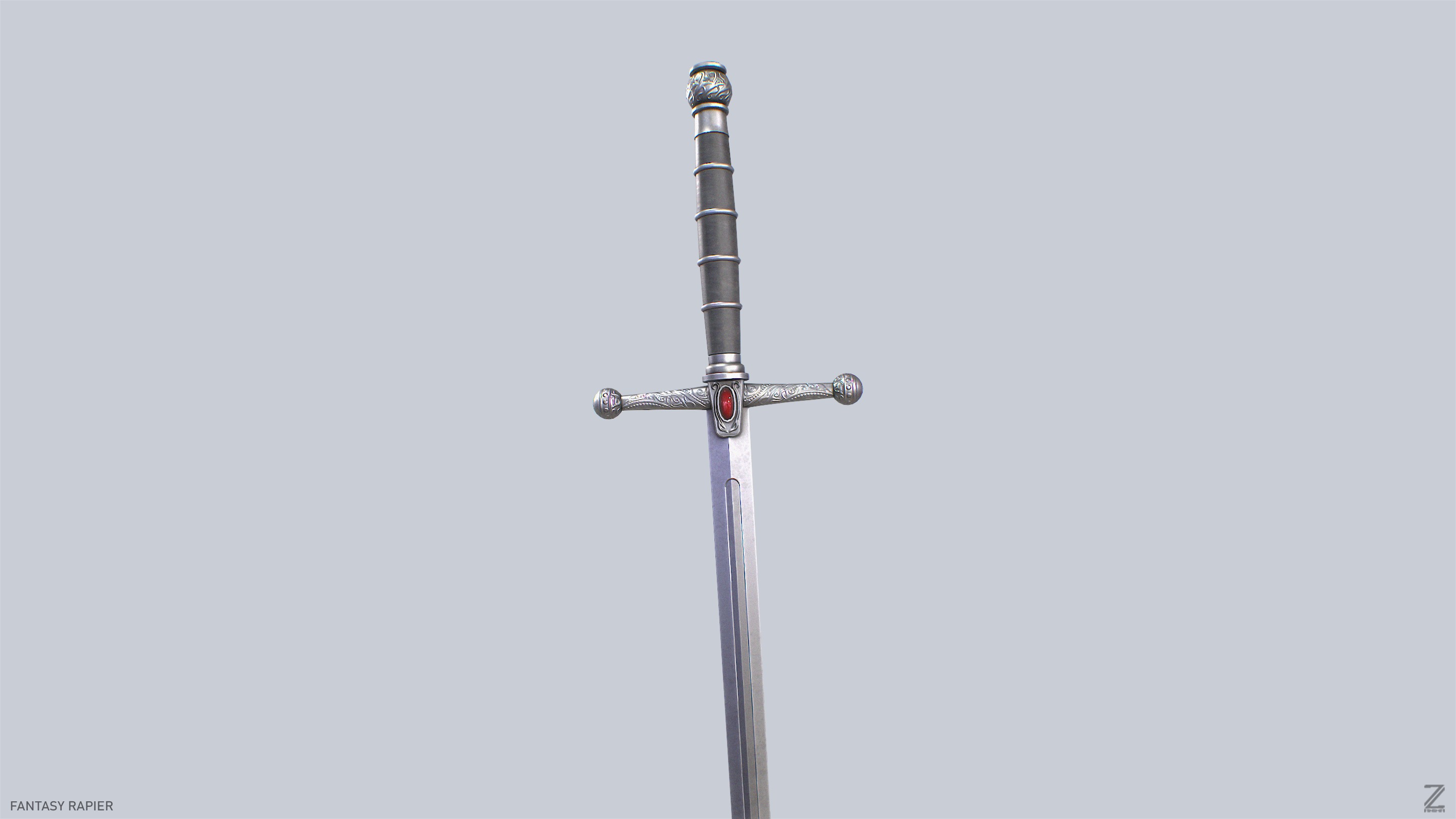 Fantasy rapier Low-poly 3D model_5