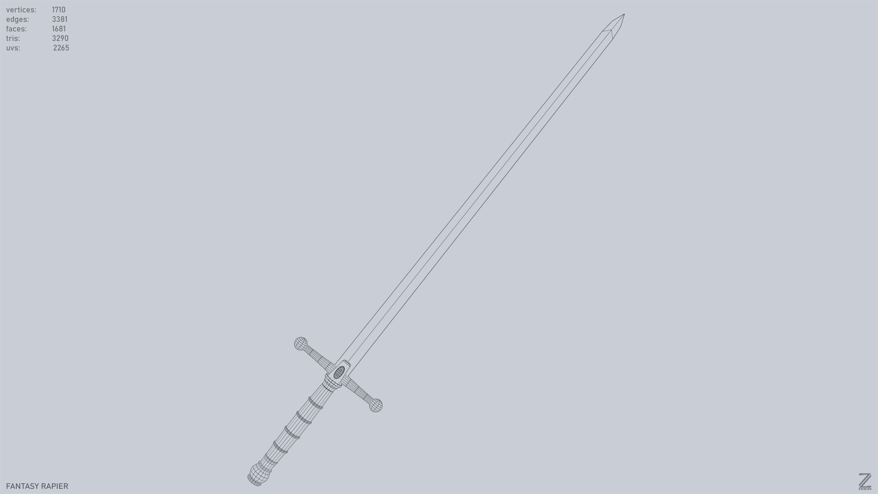 Fantasy rapier Low-poly 3D model_15