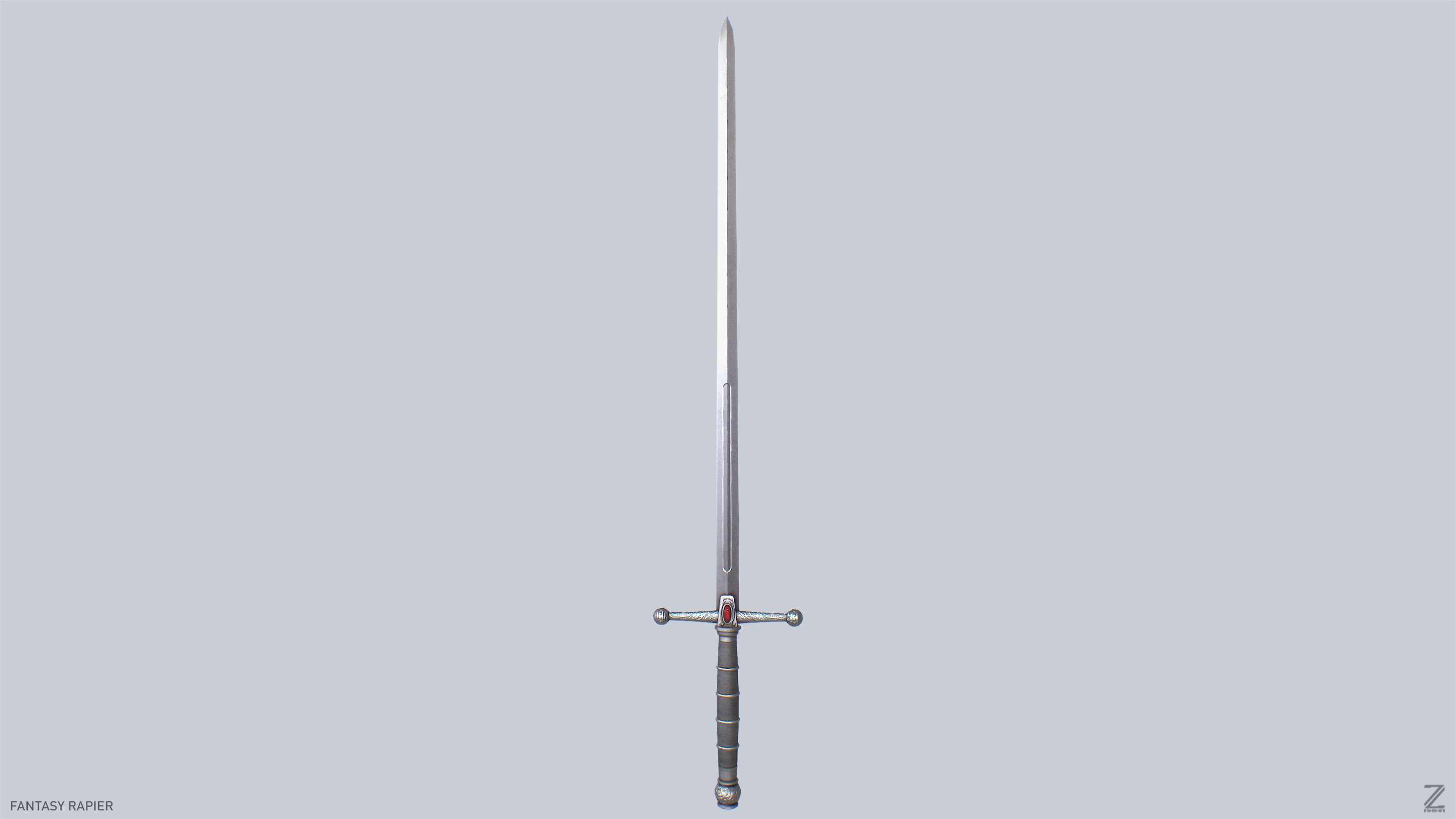 Fantasy rapier Low-poly 3D model_2