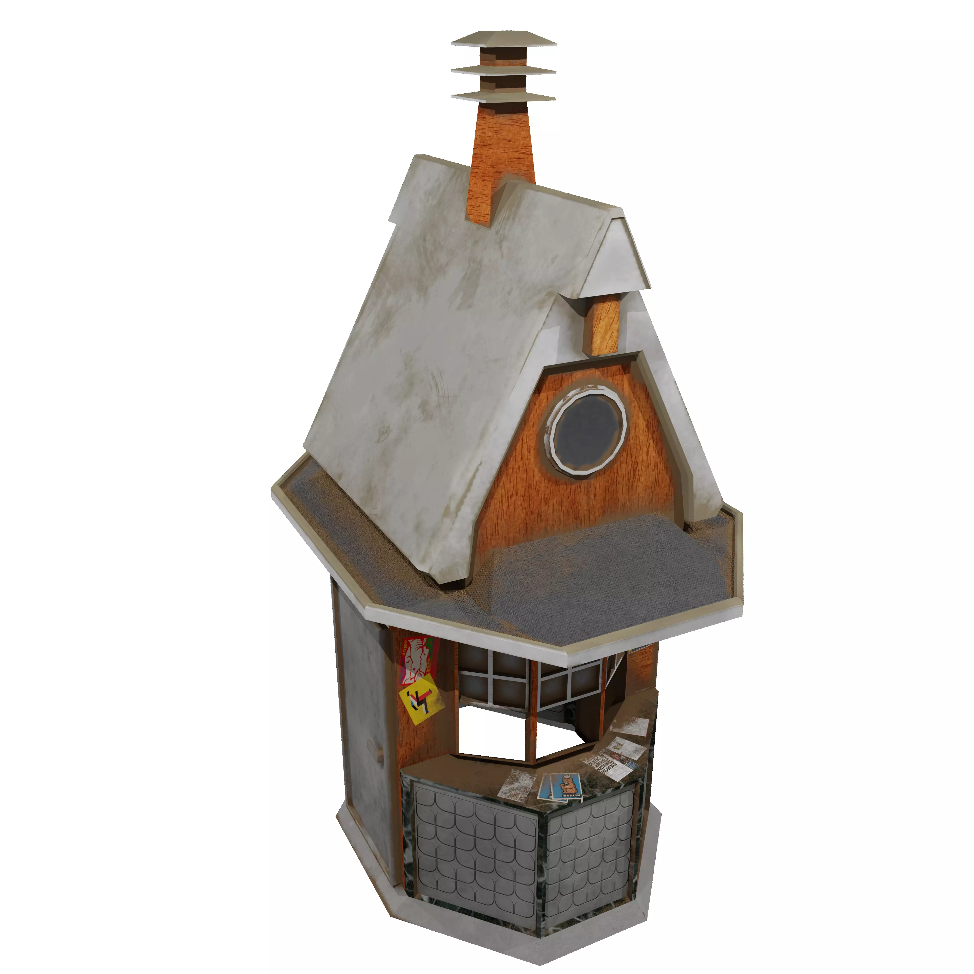German 1940s Ticket Booth Low-poly 3D model