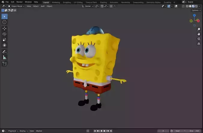 3D Rigged SpongeBob Model Low-poly 3D model